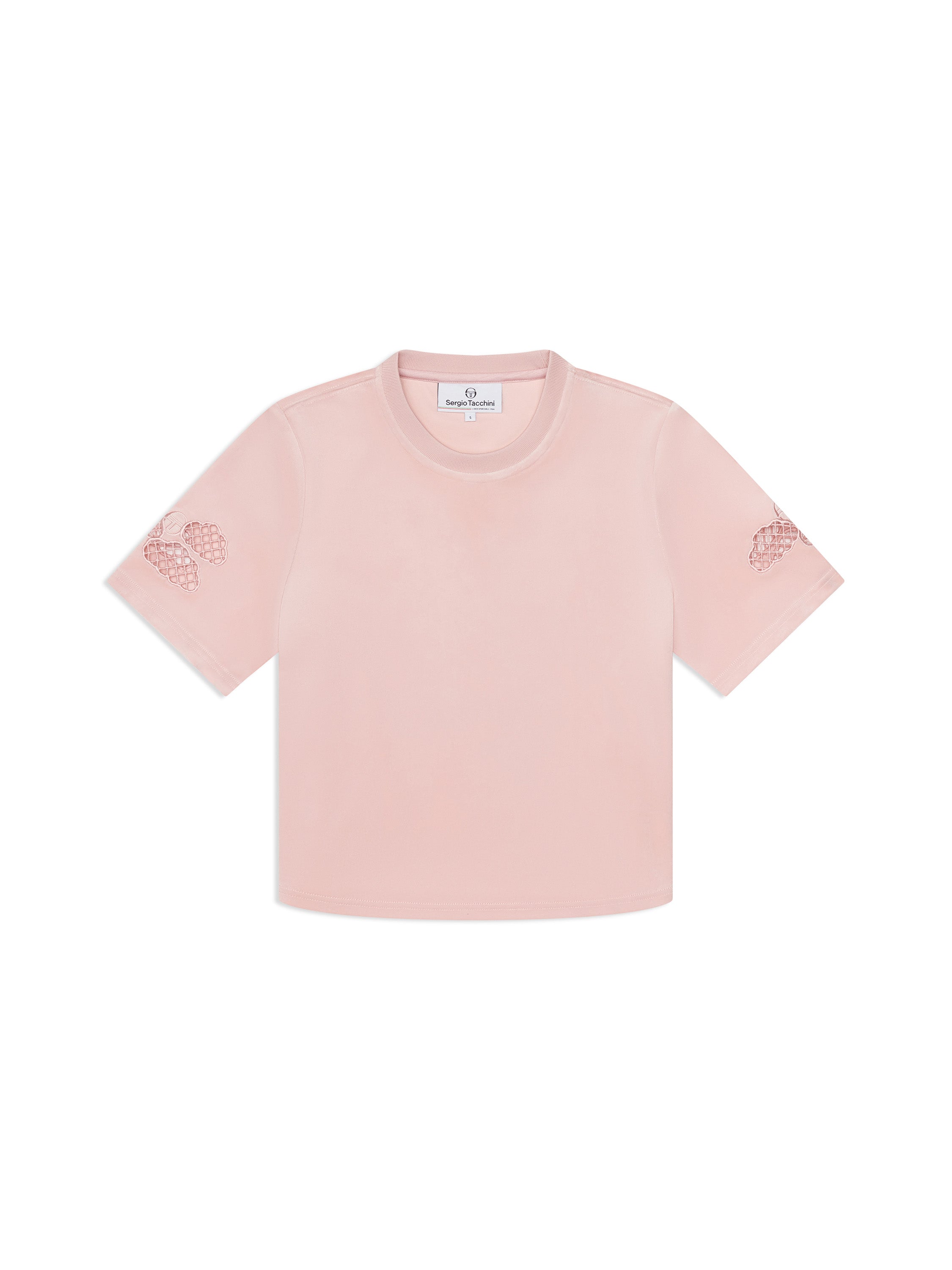 Velour Cropped T-Shirt for Women — Embroidered Sporty Style - gallery
