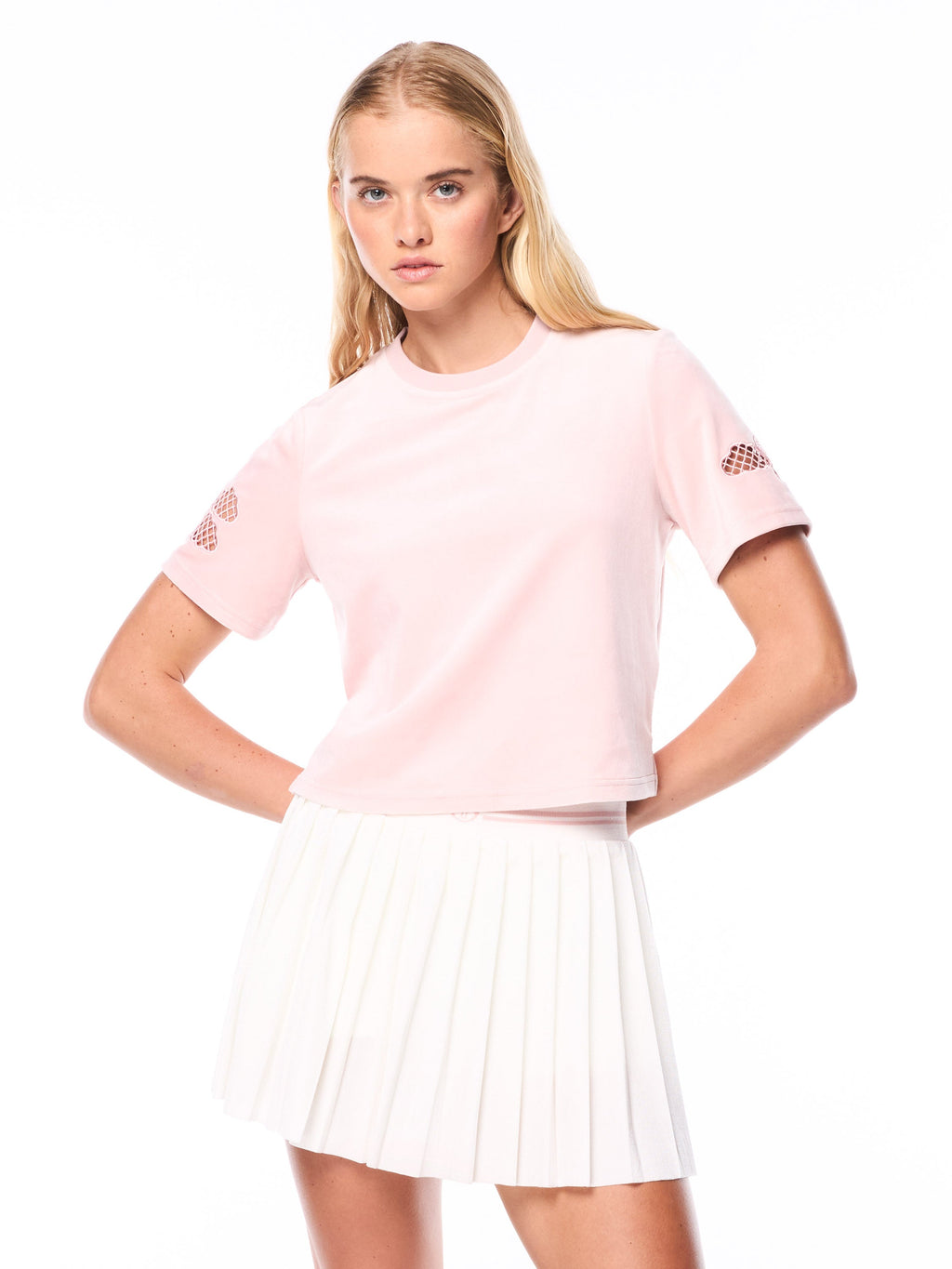 Velour Cropped T-Shirt for Women — Embroidered Sporty Style