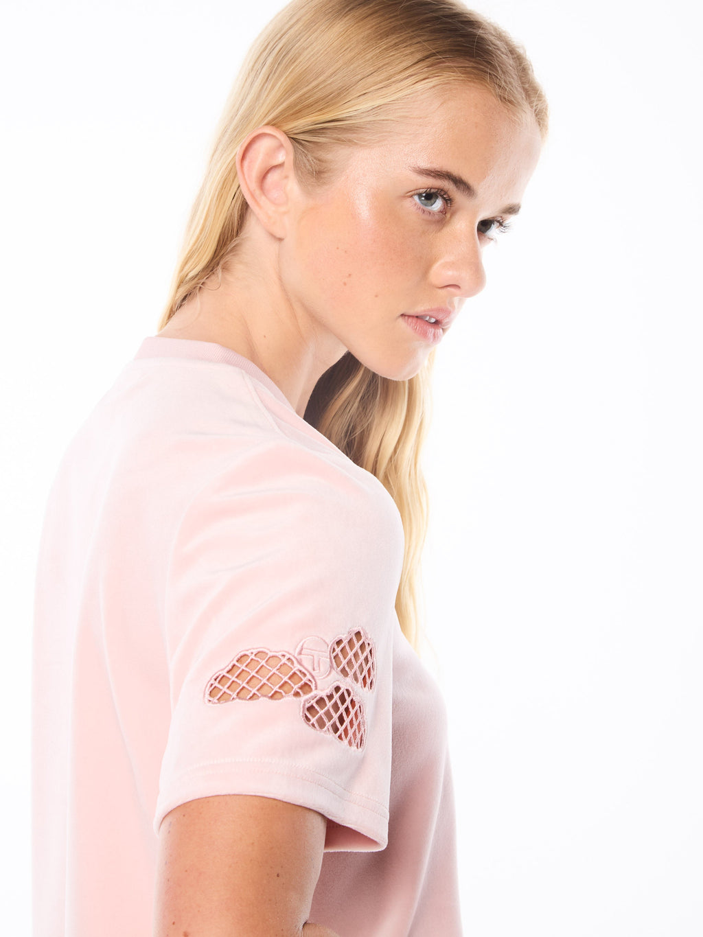 Velour Cropped T-Shirt for Women — Embroidered Sporty Style - gallery