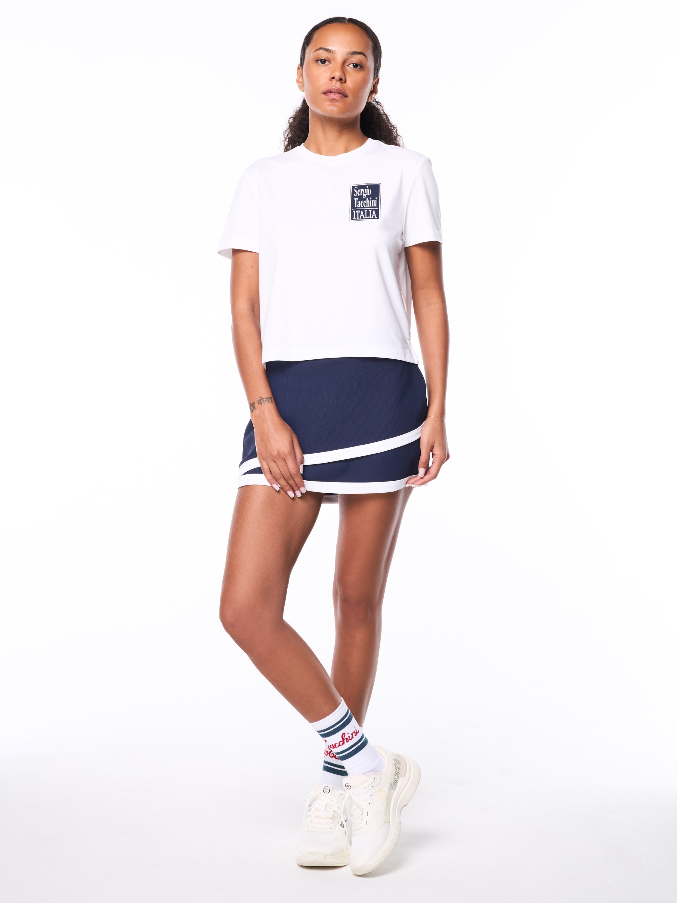 Italian Logo Jersey T-Shirt for Women — White - gallery