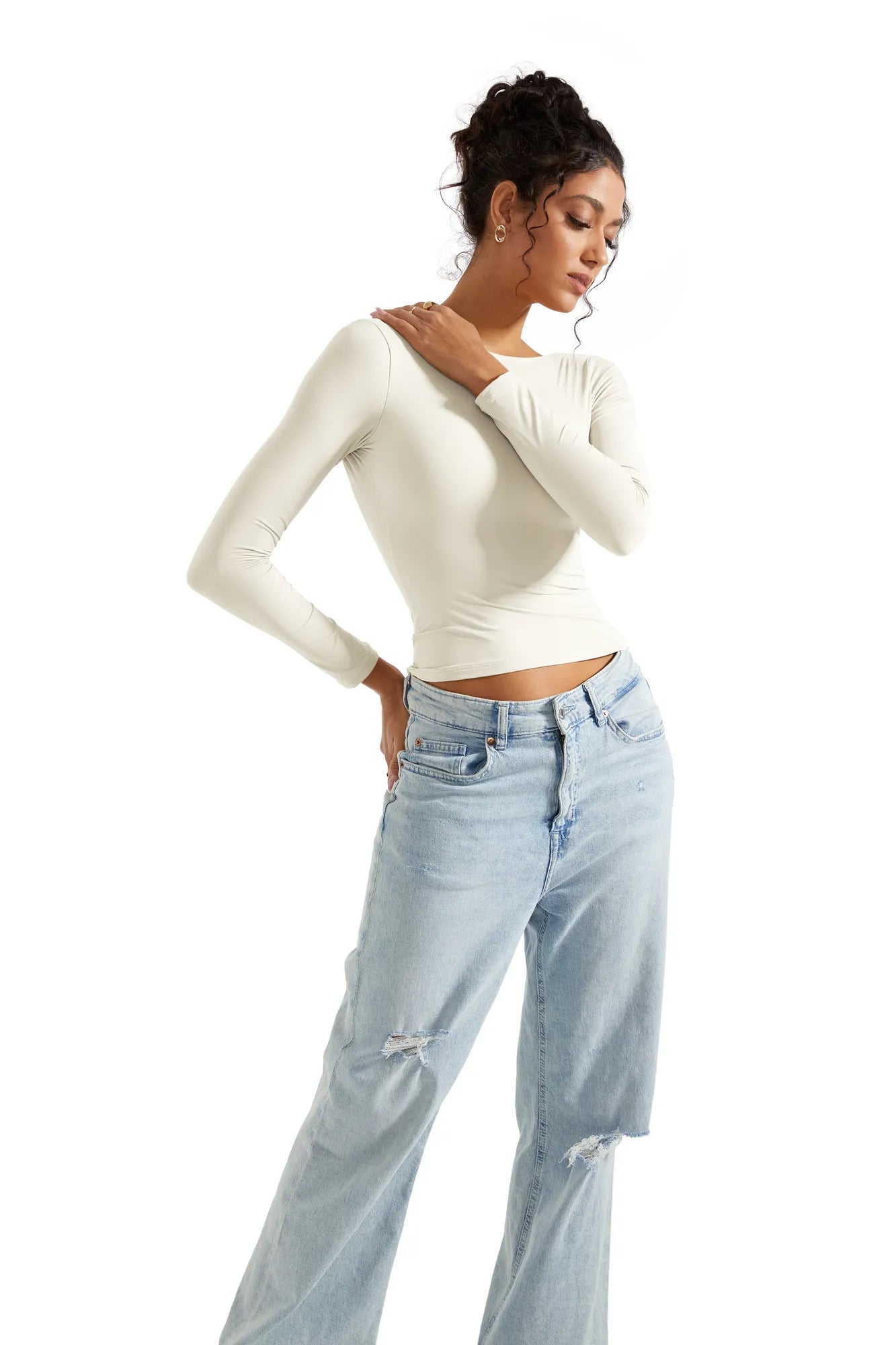 Buttery Soft Open-Back Long-Sleeve Shirt for Women - gallery