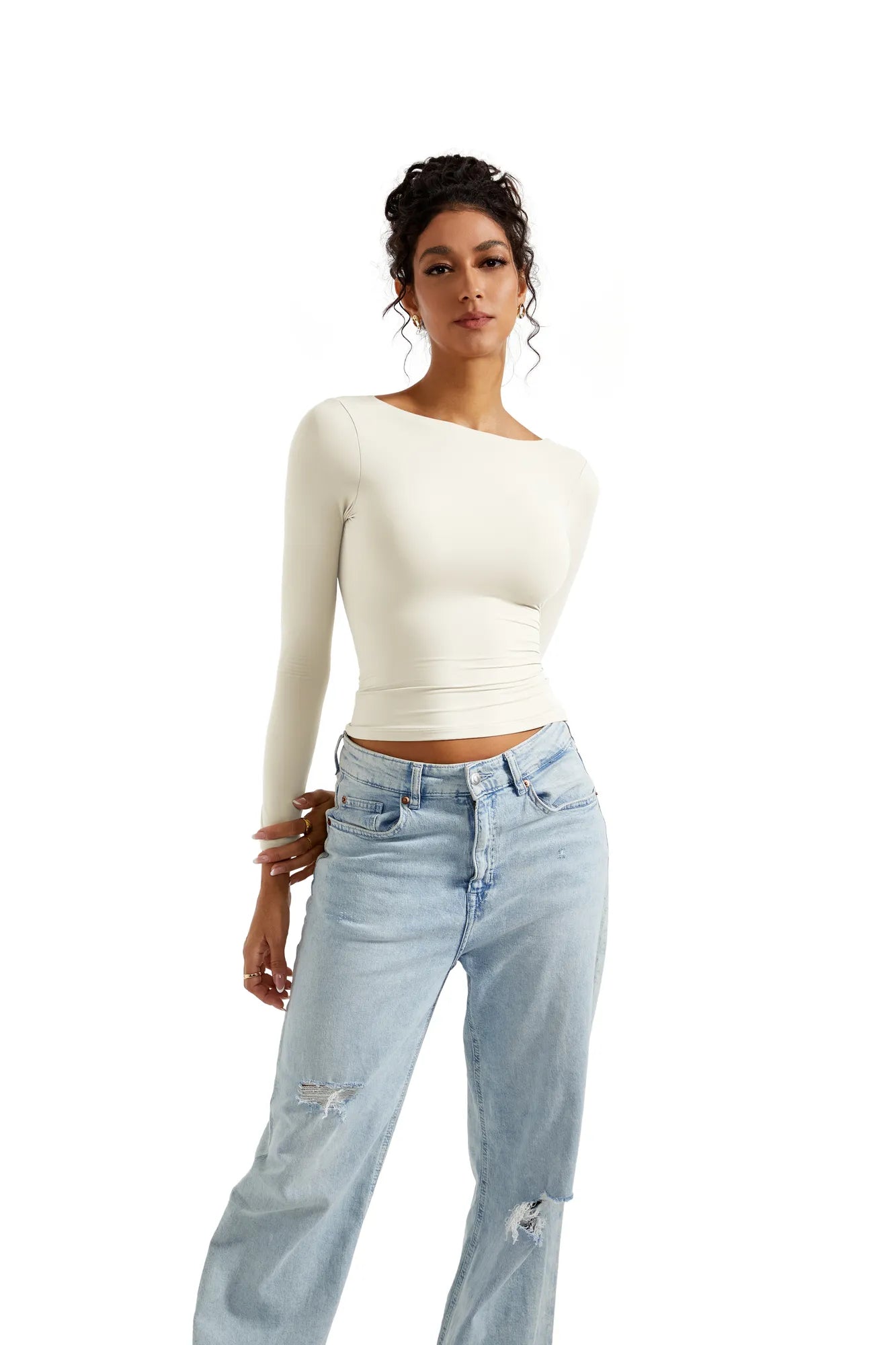 Buttery Soft Open-Back Long-Sleeve Shirt for Women - gallery