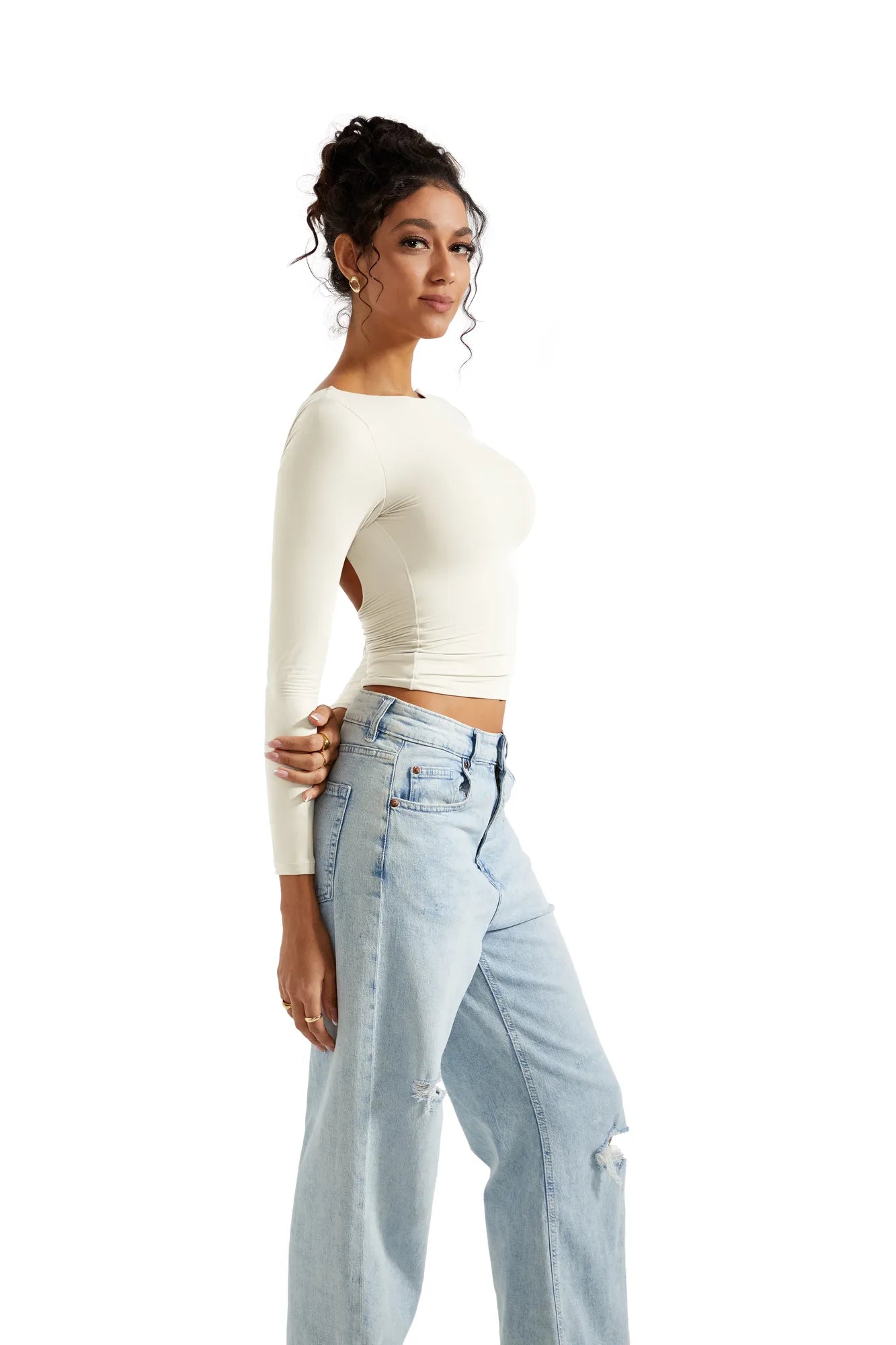 Buttery Soft Open-Back Long-Sleeve Shirt for Women - gallery