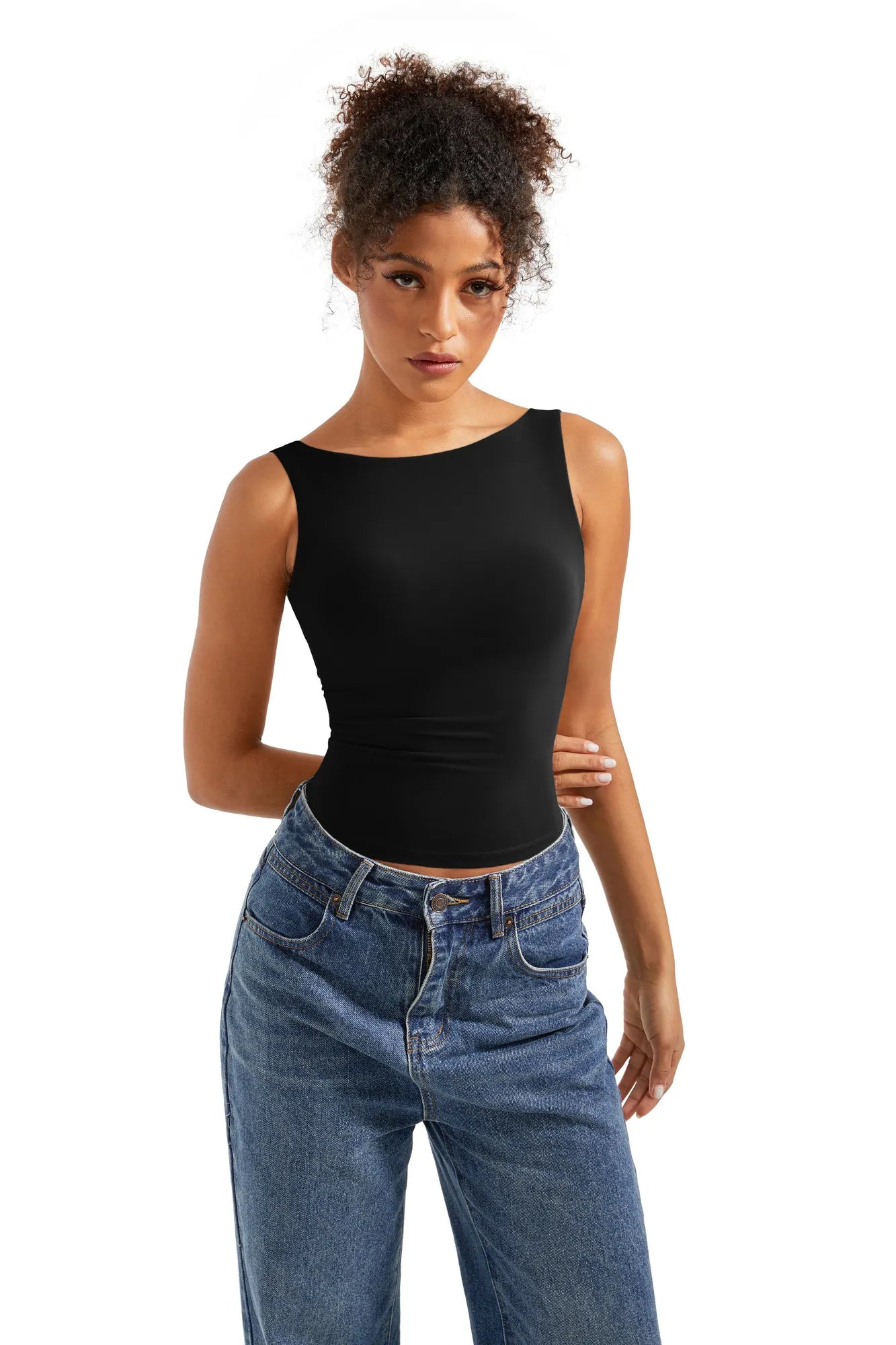 Buttery Soft Backless Boat-Neck Tank Top for Women