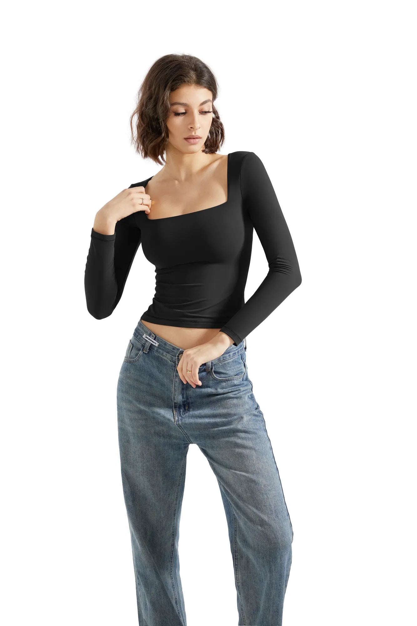 Buttery Soft Square-Neck Long-Sleeve Shirt for Women - gallery