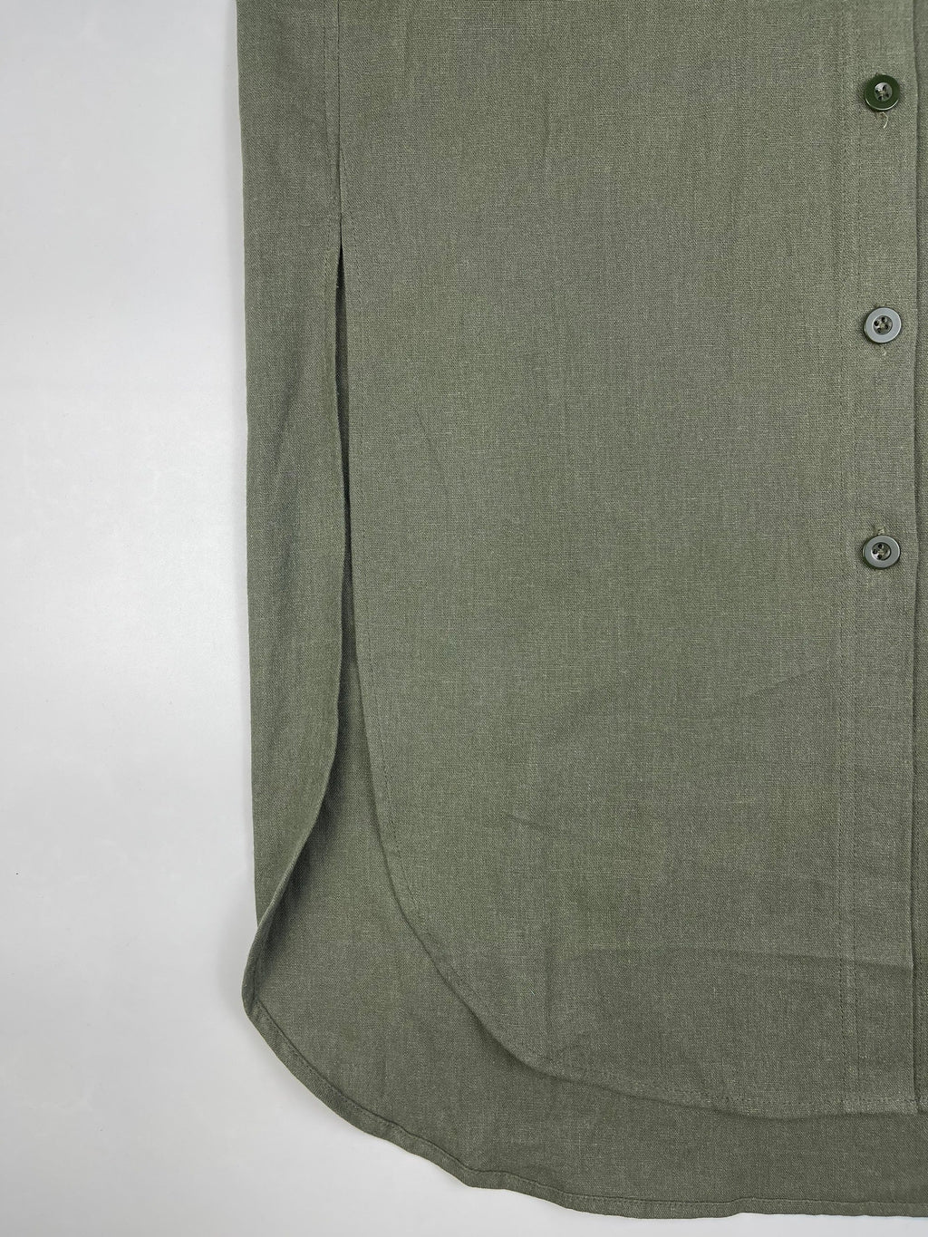 Army Green Linen-Cotton Maxi Shirt Dress for Women - gallery
