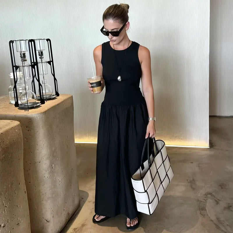 Minimalist Black Midi Dress for Women - gallery