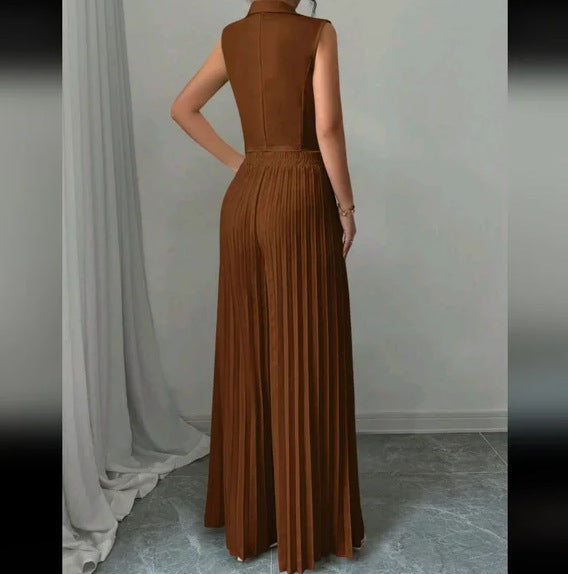 Tailored Vest and Pleated Palazzo Trousers Set for Women - gallery