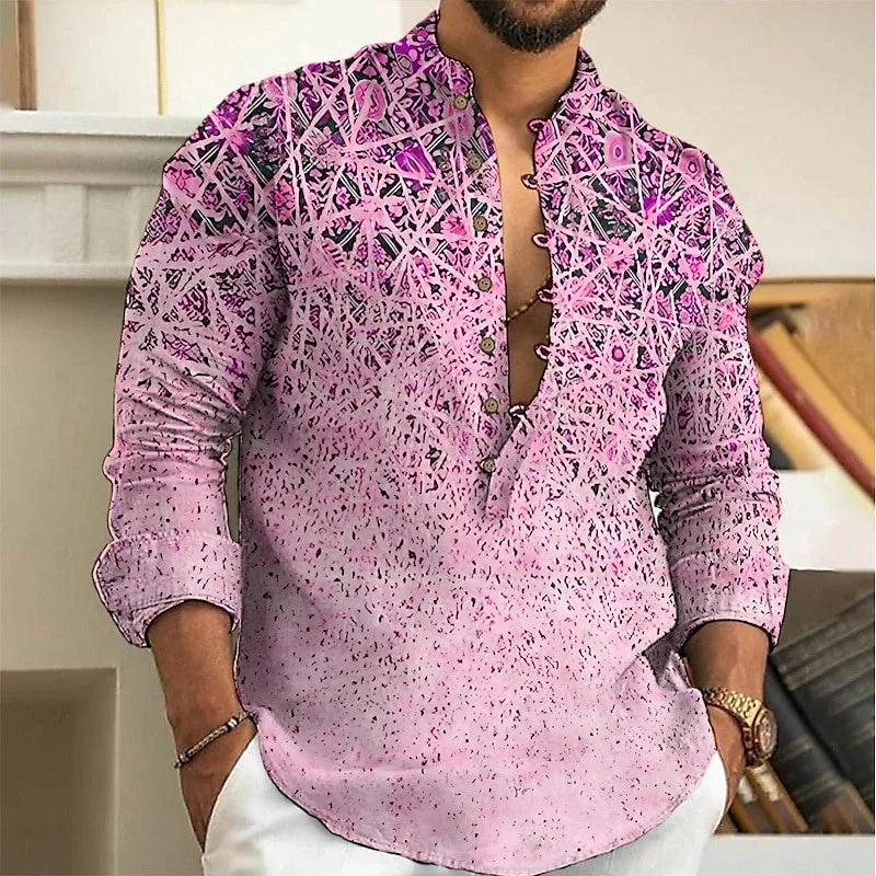 Linen Cardigan Button Slim-Fit Shirt for Men - gallery