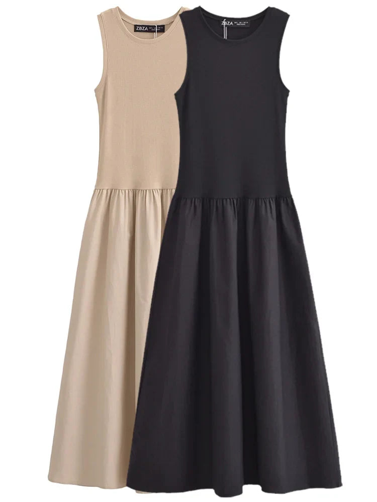 Minimalist Black Midi Dress for Women - gallery