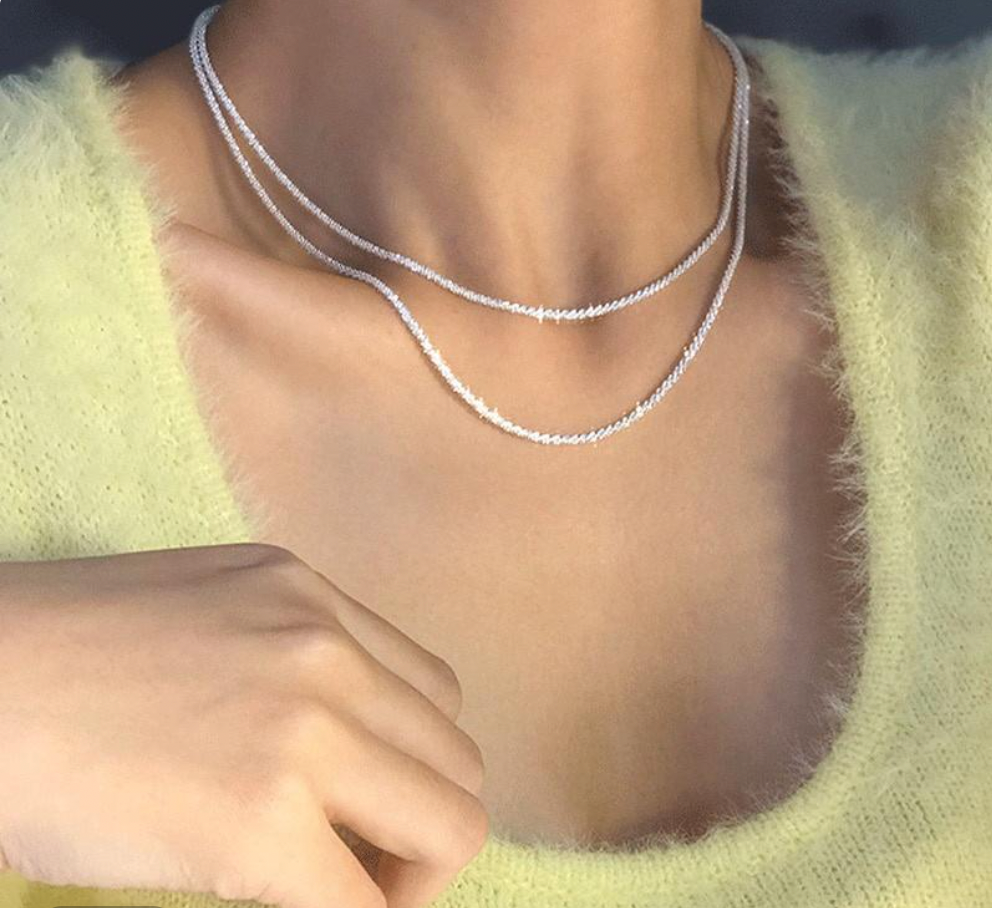 Women's Silver Double Chain Celestial Necklace