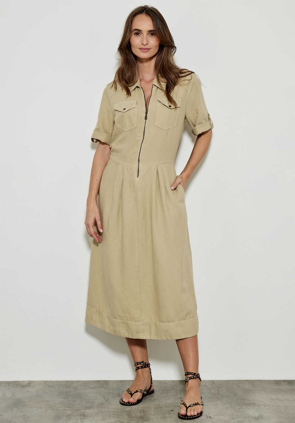 Parchment Relaxed Dress for Women — Elegant Silhouette
