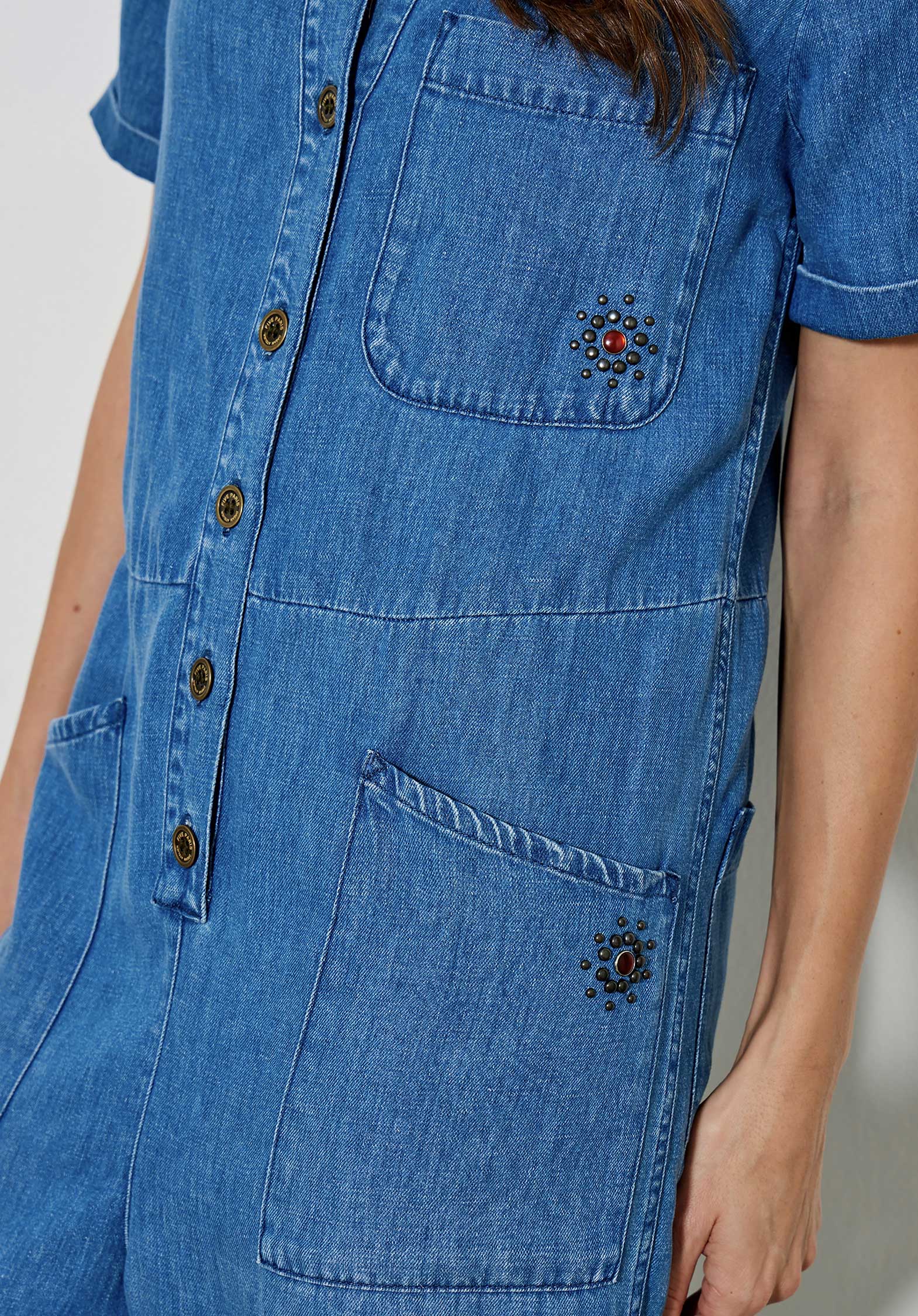 Relaxed Blue Denim Jumpsuit for Women — Classic Fit - gallery