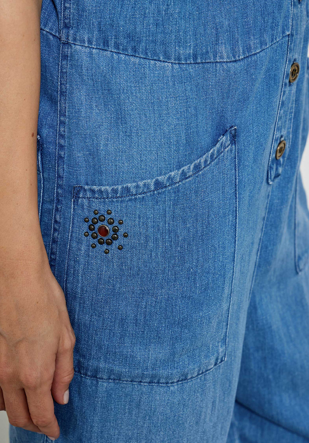 Relaxed Blue Denim Jumpsuit for Women — Classic Fit - gallery