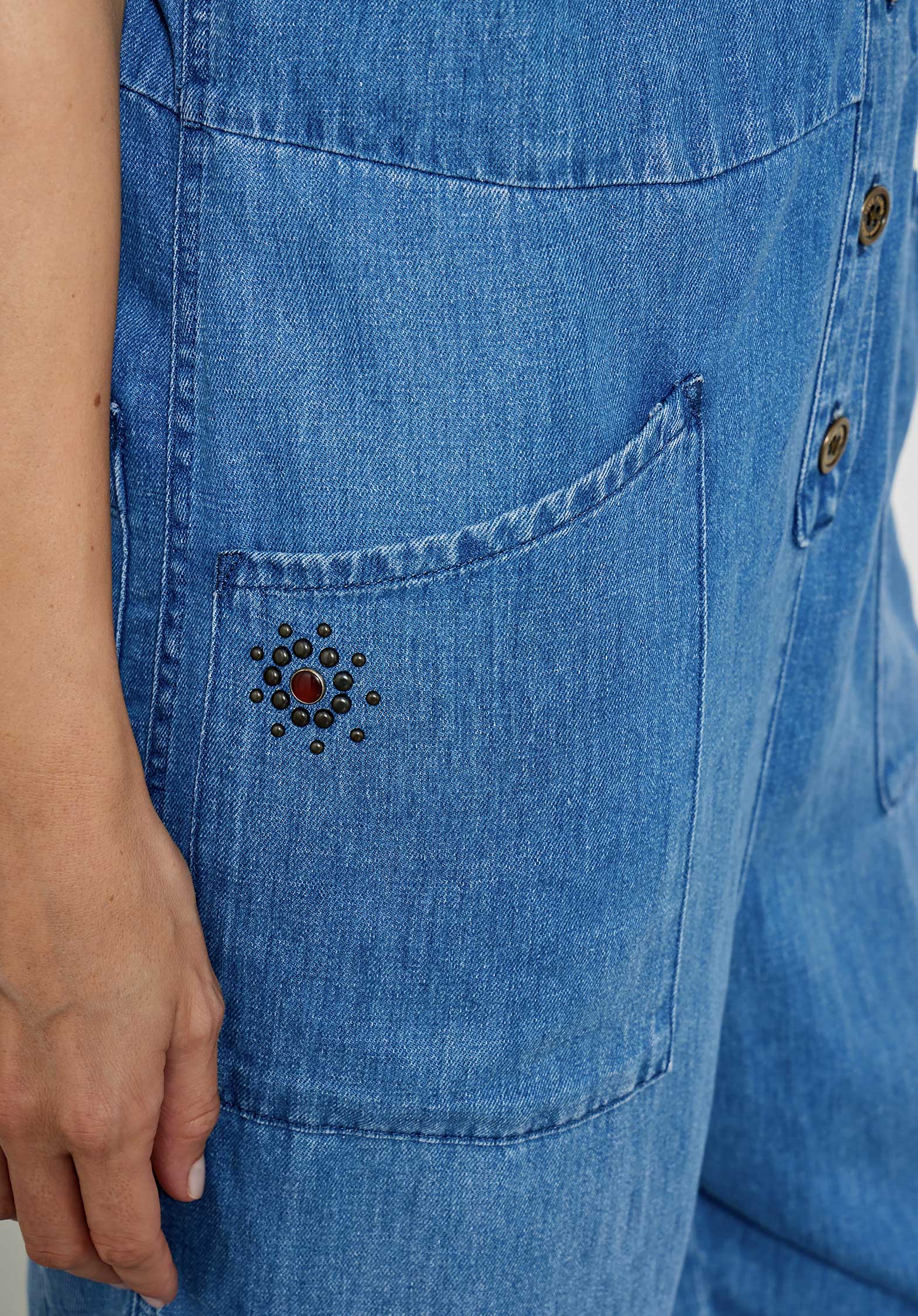 Relaxed Blue Denim Jumpsuit for Women — Classic Fit - gallery