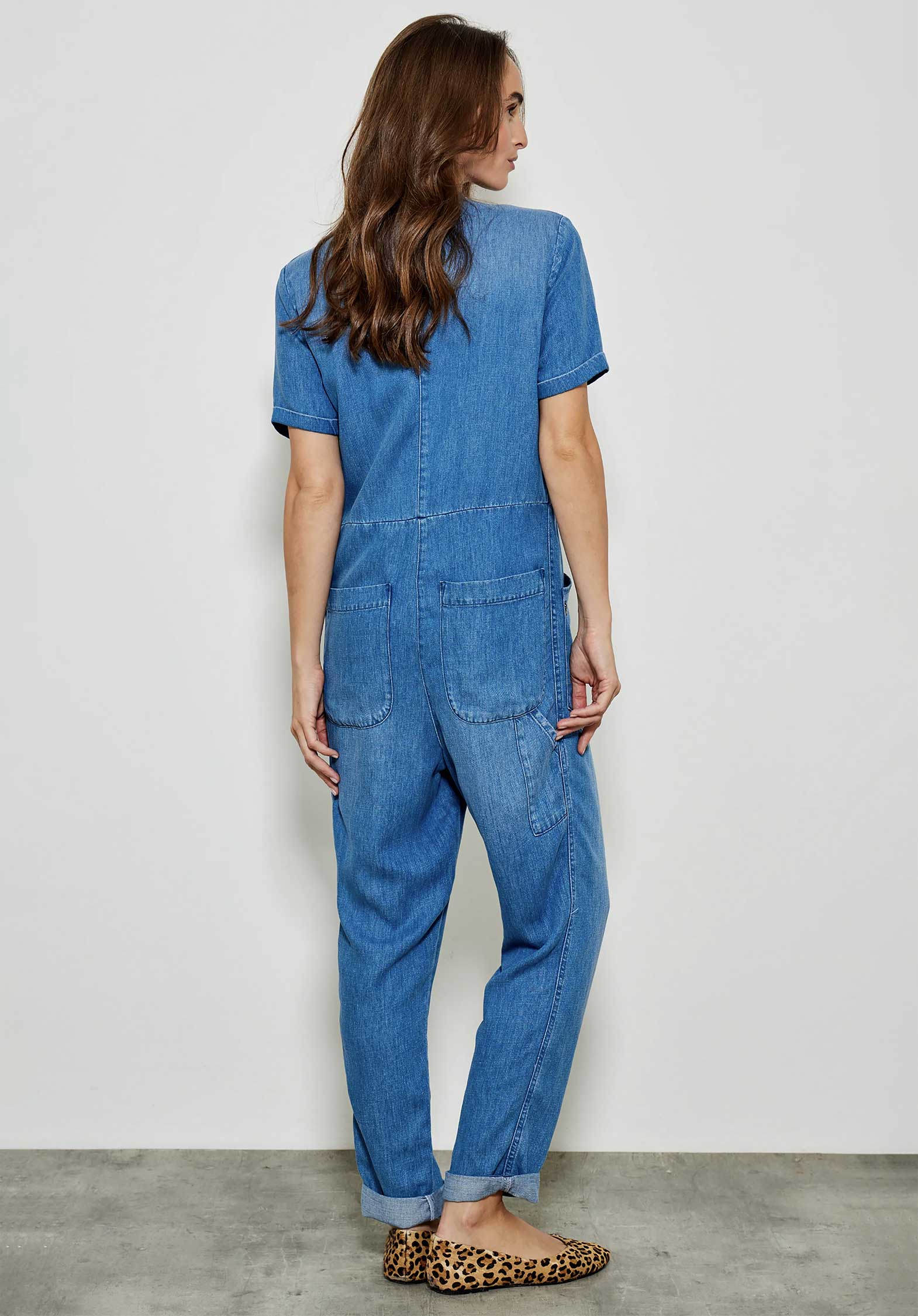 Relaxed Blue Denim Jumpsuit for Women — Classic Fit - gallery