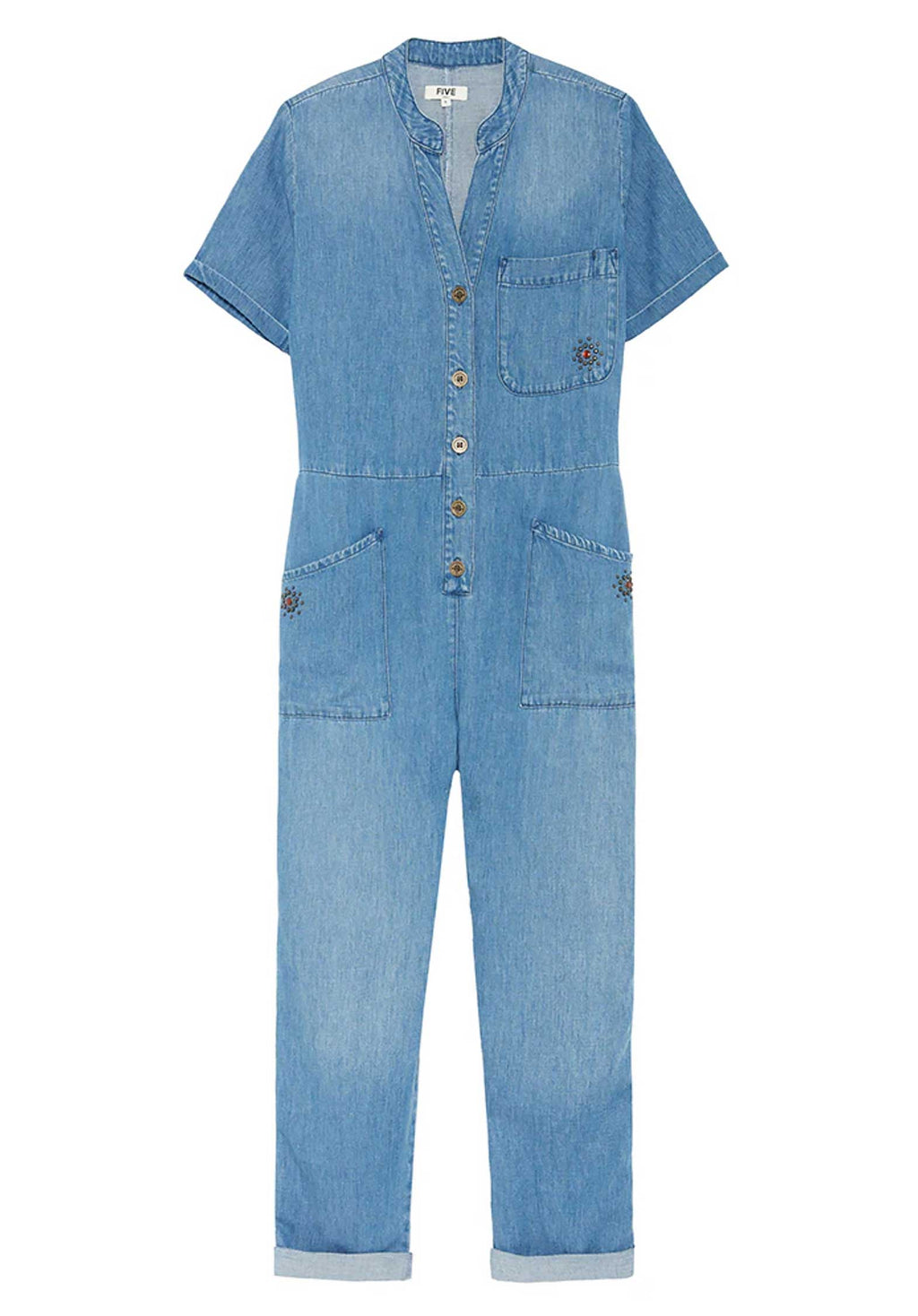 Relaxed Blue Denim Jumpsuit for Women — Classic Fit - gallery