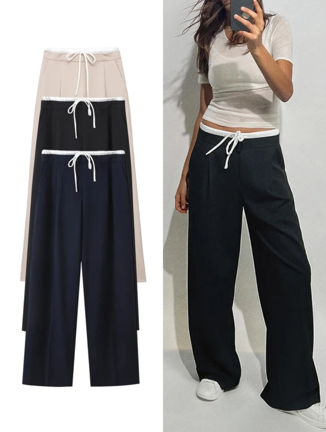 White-Trim Trousers for Women