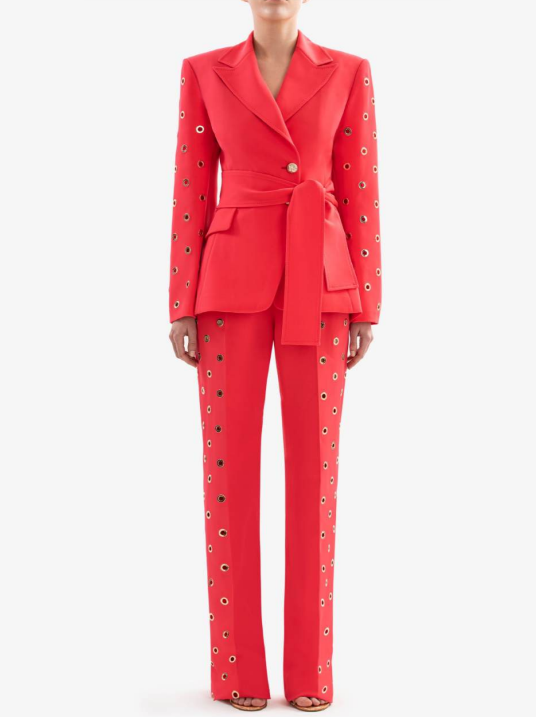 Coral Straight Crepe Pants Trousers for Women