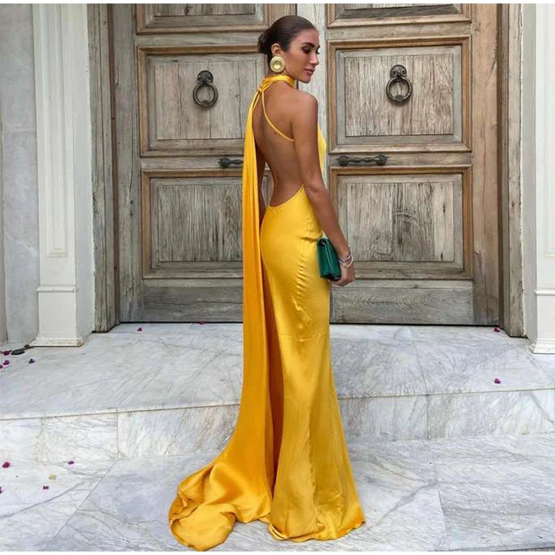 Ramona - Backless Satin Dress for Women - gallery