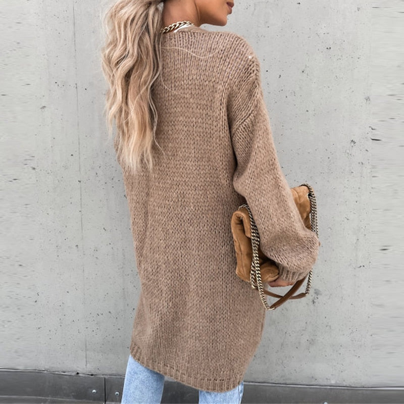 Women's Comfortable Long Knit Cardigan