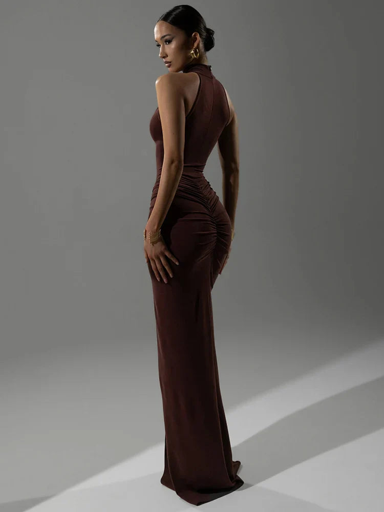 Elegant Draped Evening Dress for Women - gallery