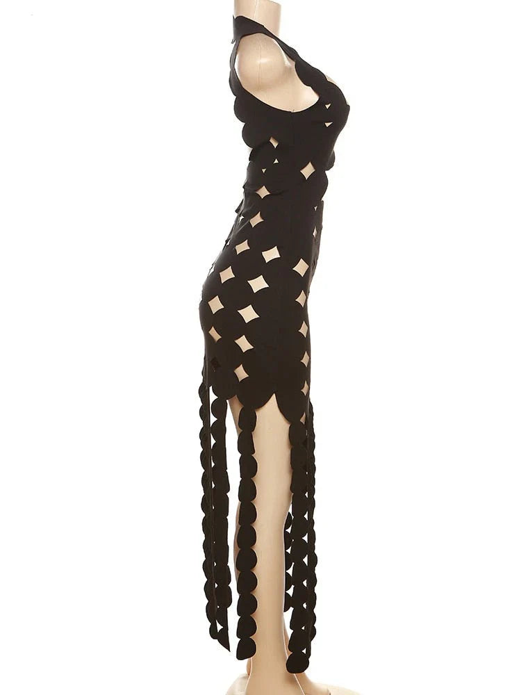 Shifa Square Neck Cut Out Tassel Resort Wear Dress for Women - gallery