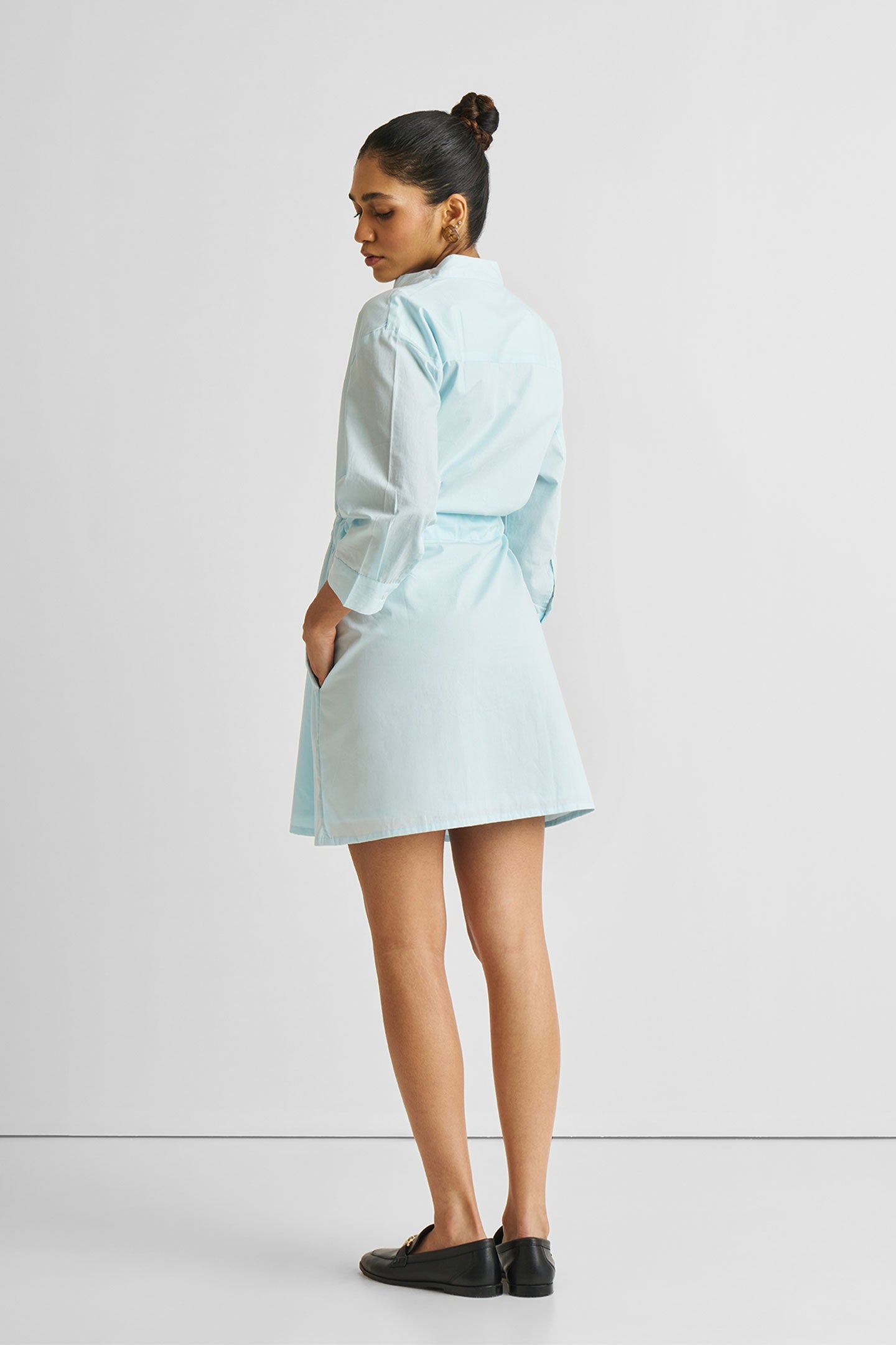 Short Tie Waist Dress in Summer Blue for Women - gallery