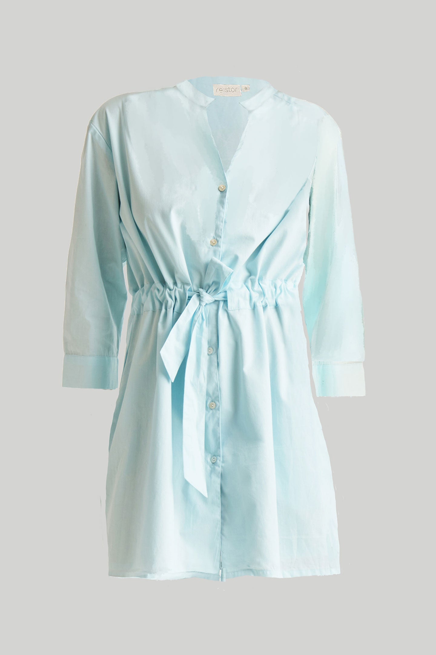 Short Tie Waist Dress in Summer Blue for Women - gallery