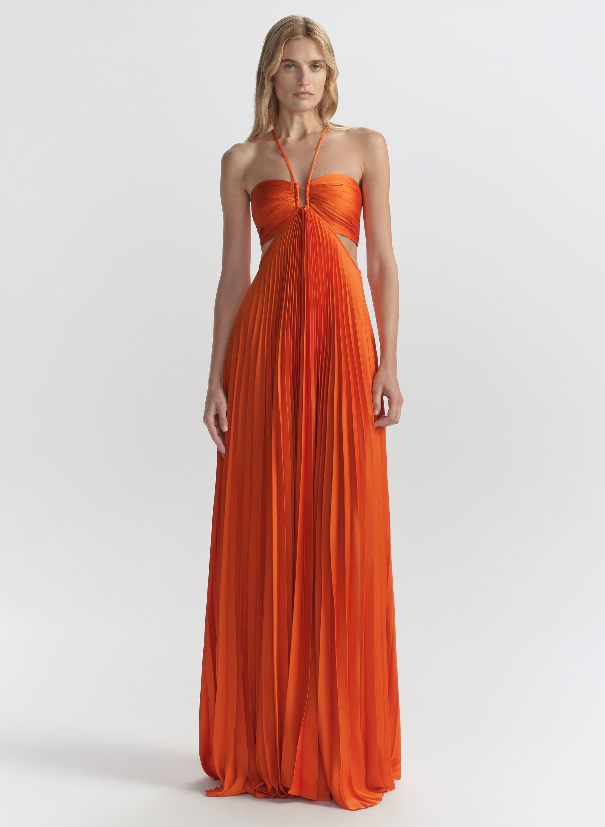 Moira Satin Sunburst Pleated Maxi Dress for Women