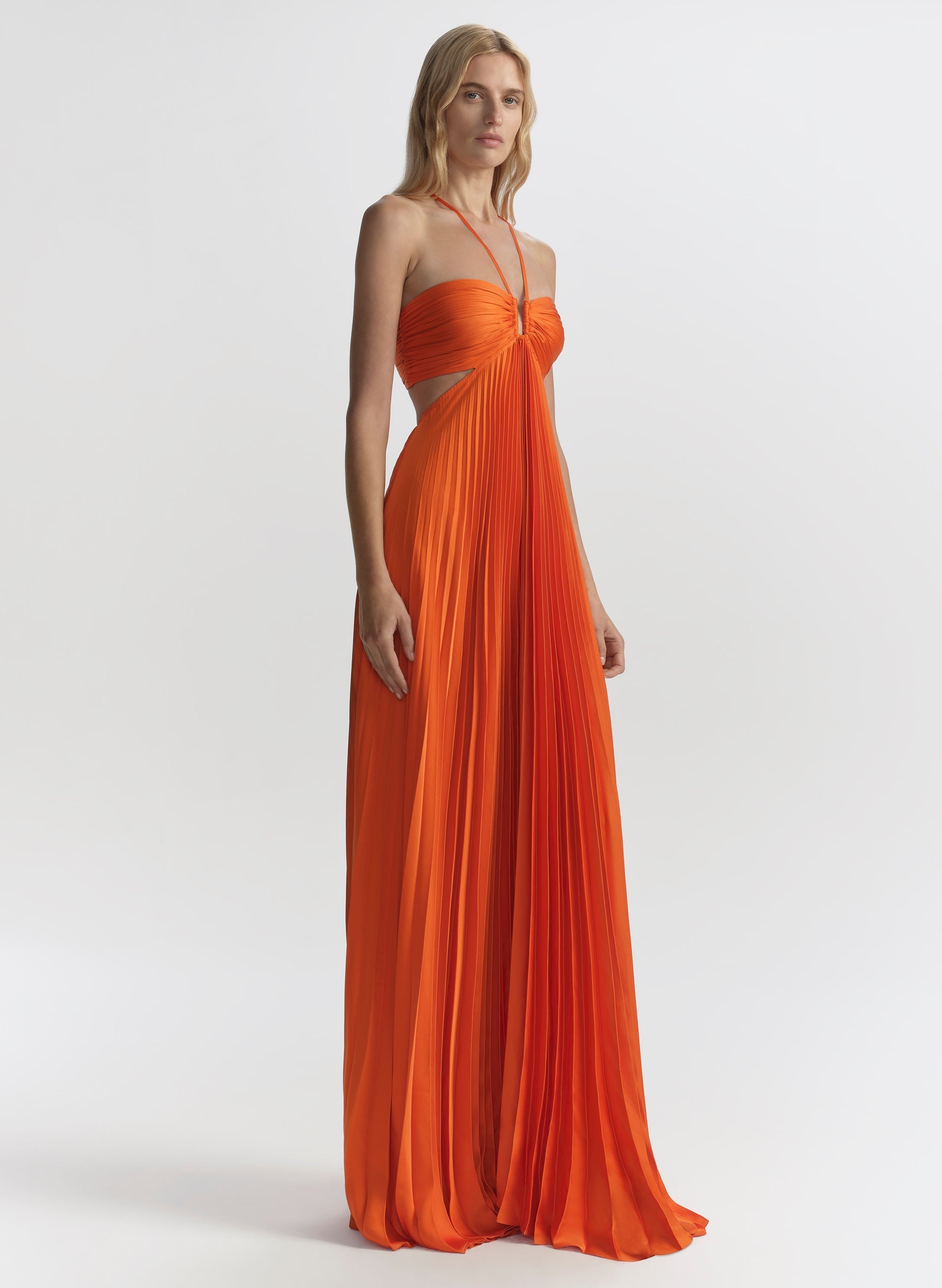 Moira Satin Sunburst Pleated Maxi Dress for Women - gallery