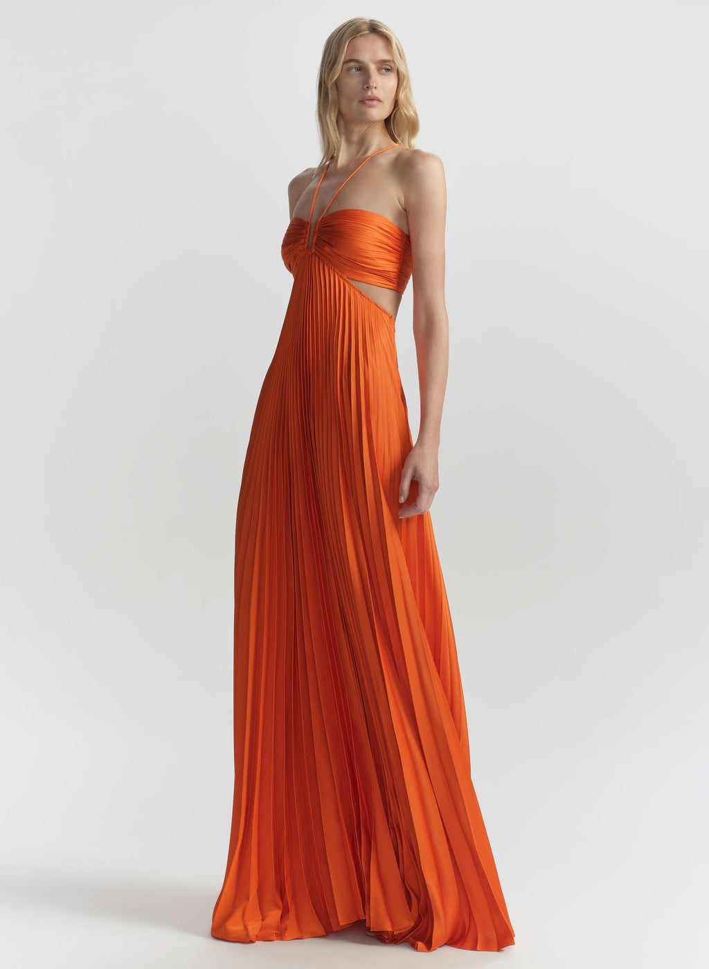 Moira Satin Sunburst Pleated Maxi Dress for Women - gallery