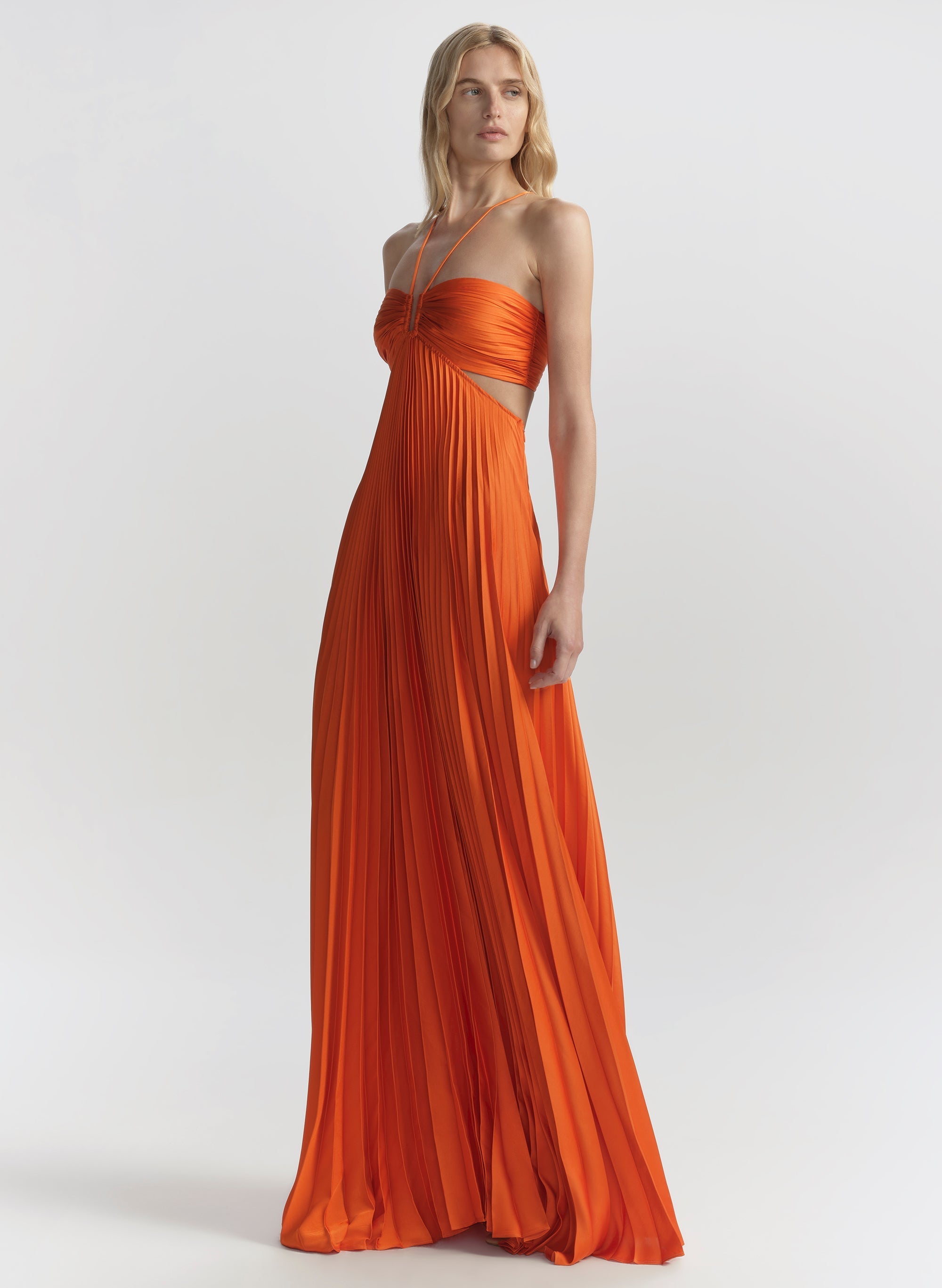 Moira Satin Sunburst Pleated Maxi Dress for Women - gallery