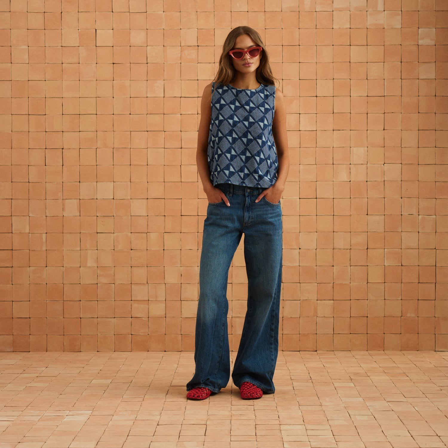 Sim Top In Abstract Denim — gallery