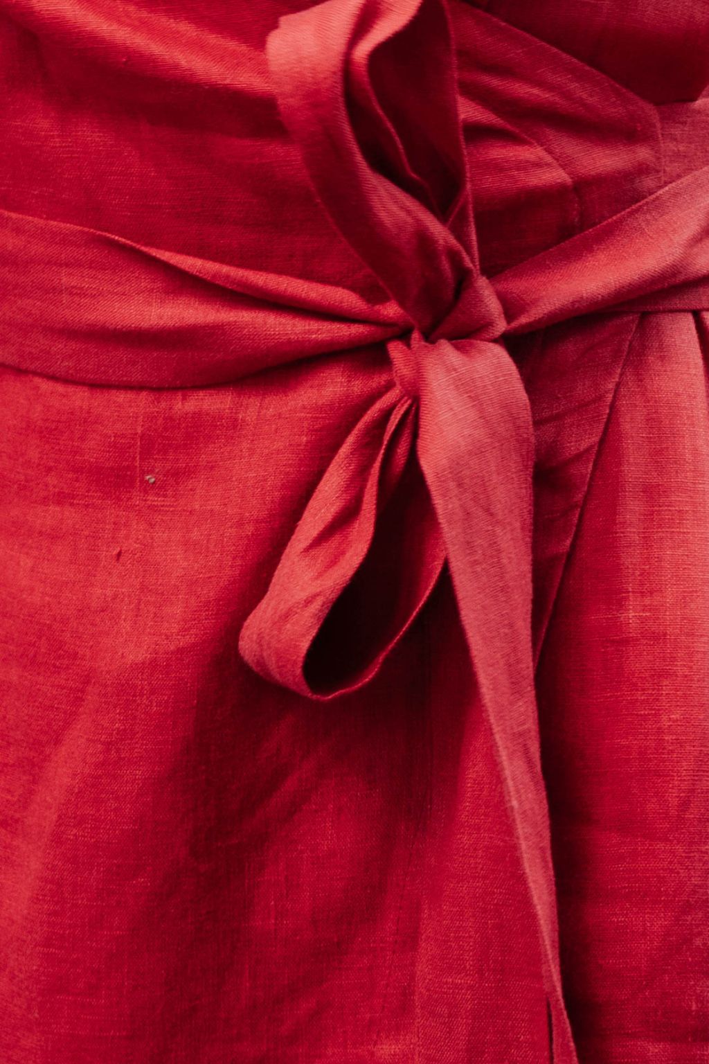 Garnet Linen Wrap Midi Dress for Women — Rich Warm Tones - gallery