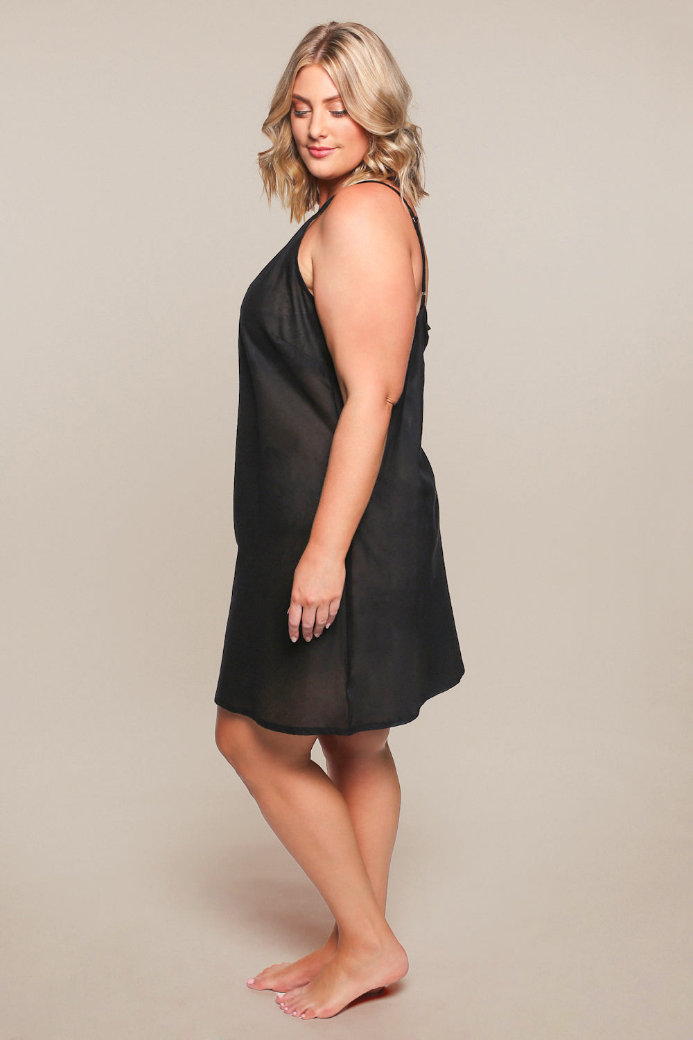 Adrift Cotton Slip in Black — gallery