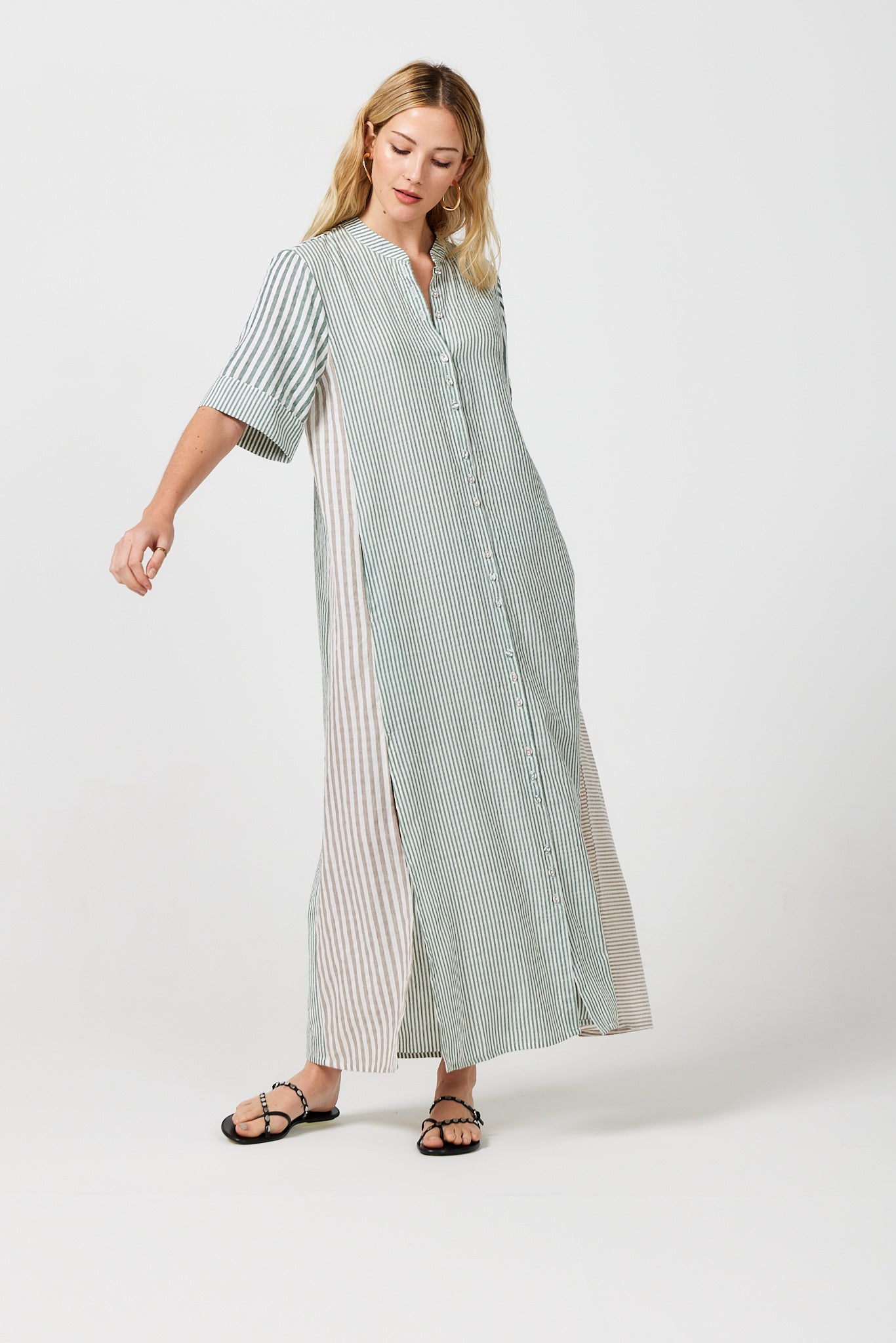 Mido Contrast Stripe Shirt Dress for Women - gallery