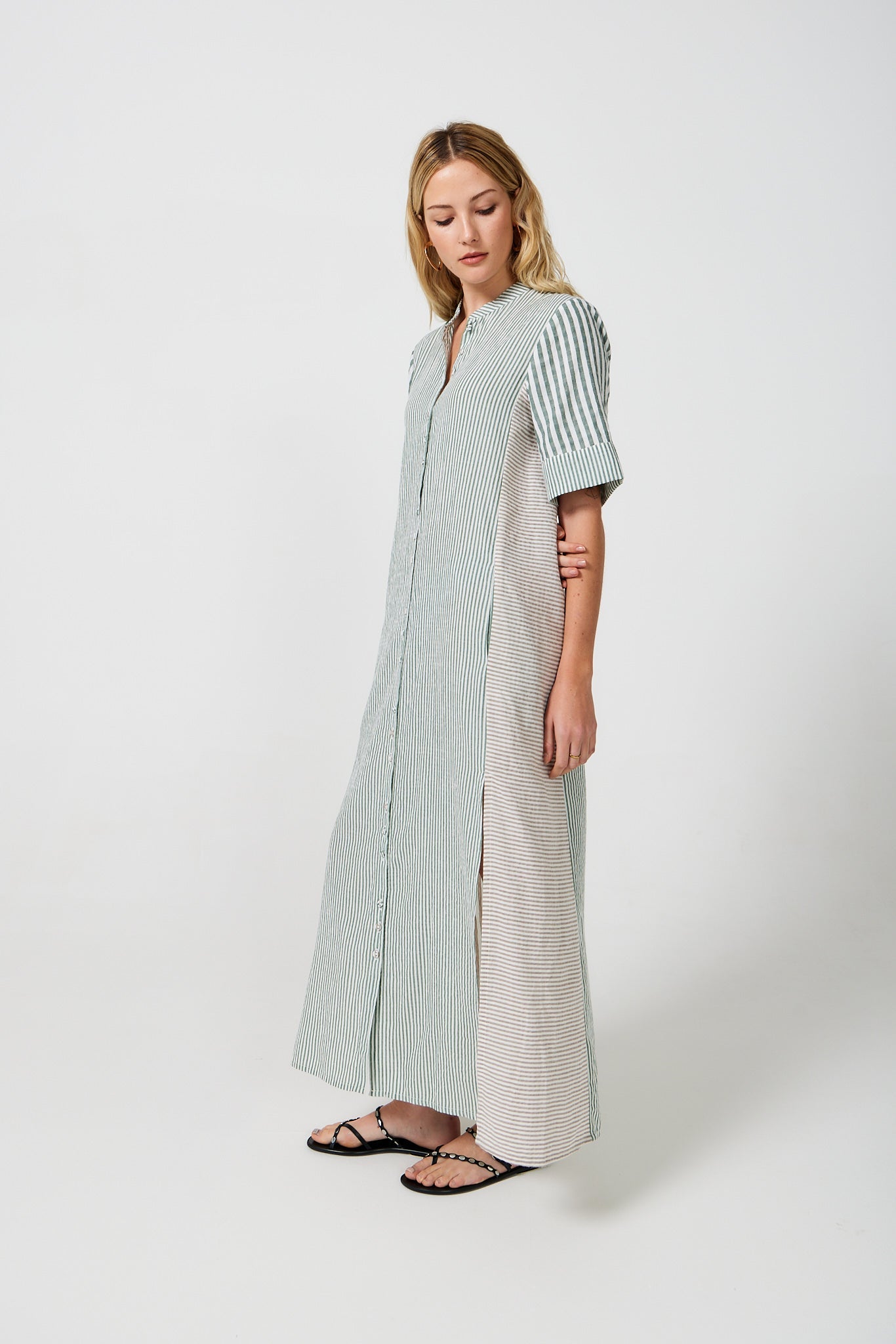 Mido Contrast Stripe Shirt Dress for Women - gallery