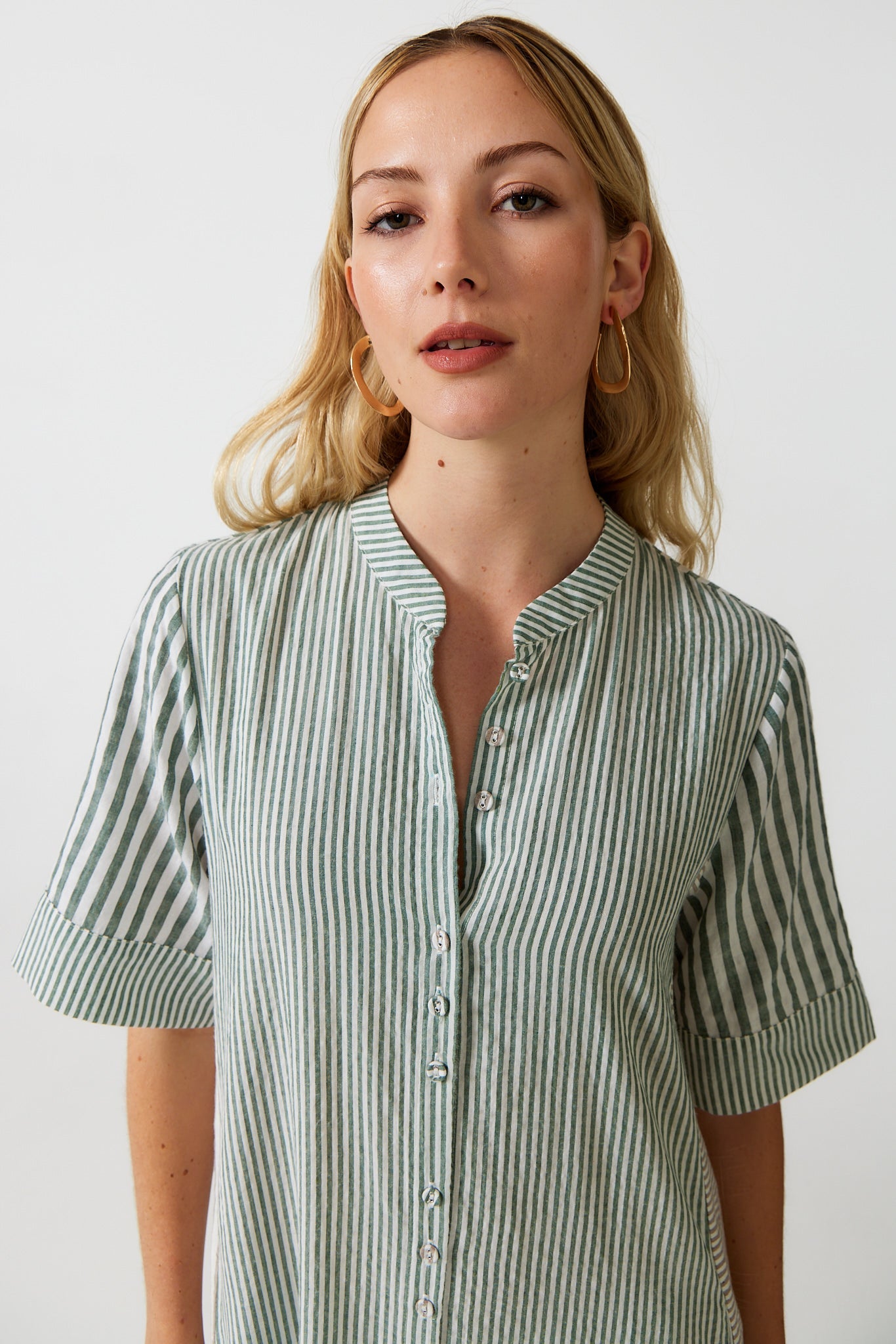 Mido Contrast Stripe Shirt Dress for Women - gallery