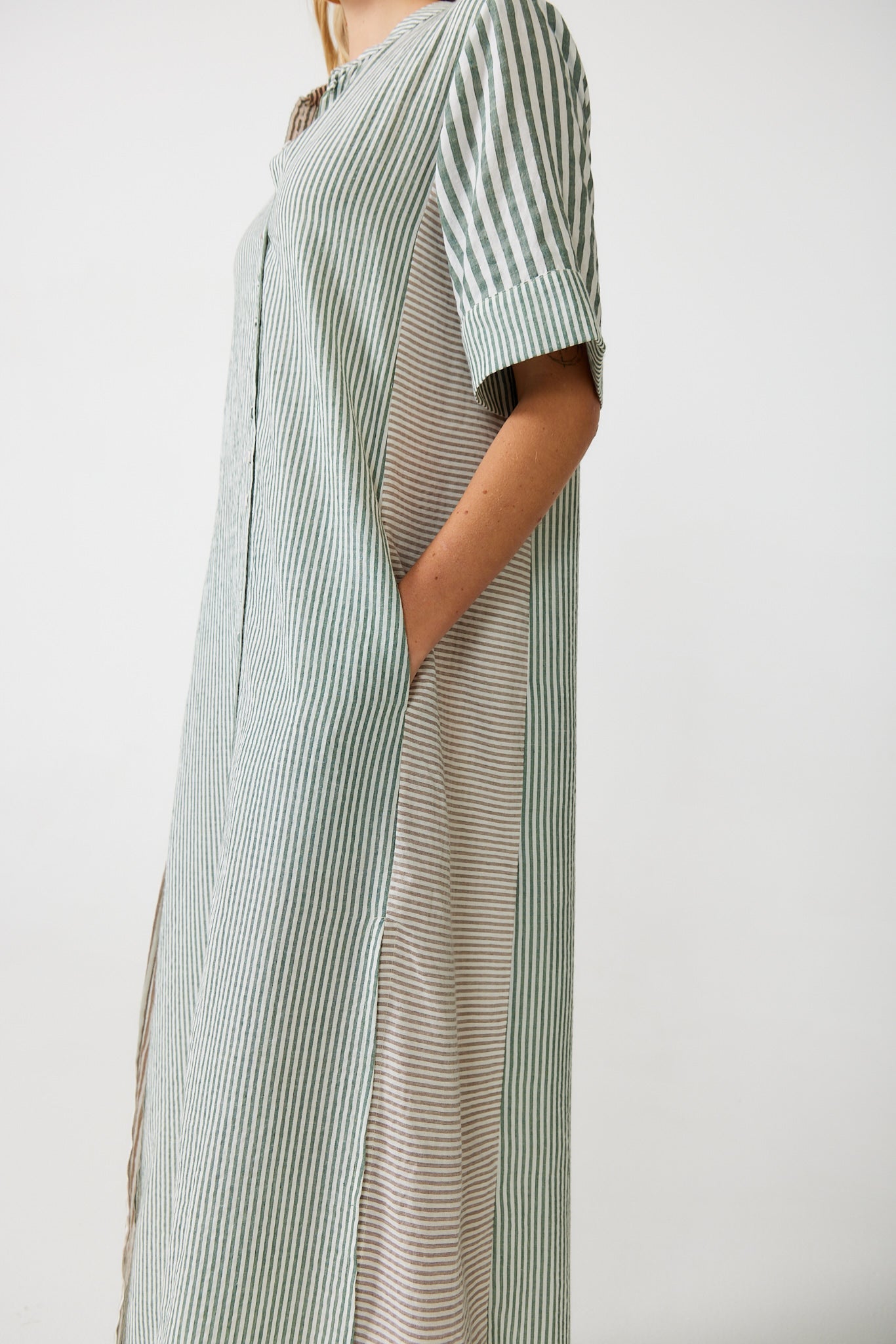 Mido Contrast Stripe Shirt Dress for Women - gallery