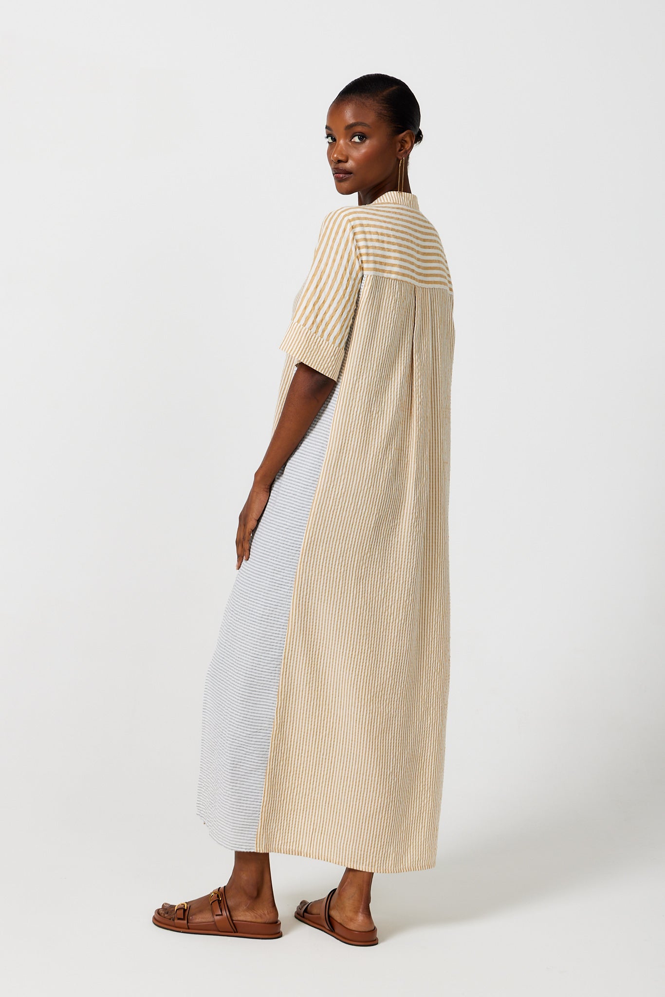 Mido Contrast Stripe Shirt Dress for Women - gallery