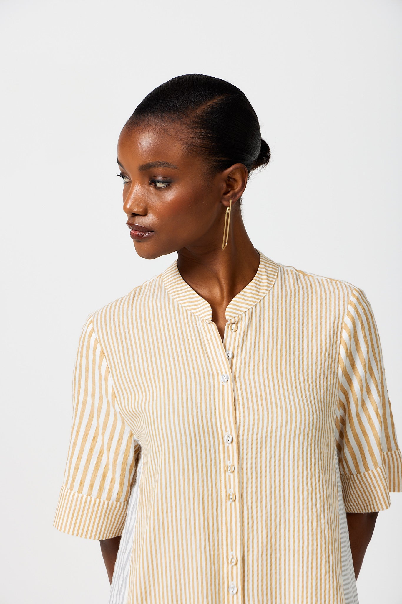 Mido Contrast Stripe Shirt Dress for Women - gallery