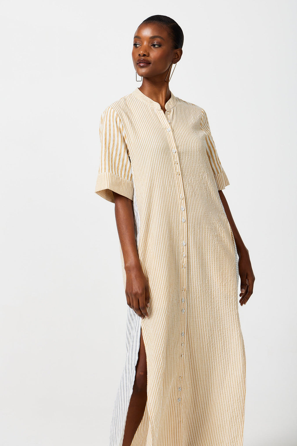 Mido Contrast Stripe Shirt Dress for Women - gallery