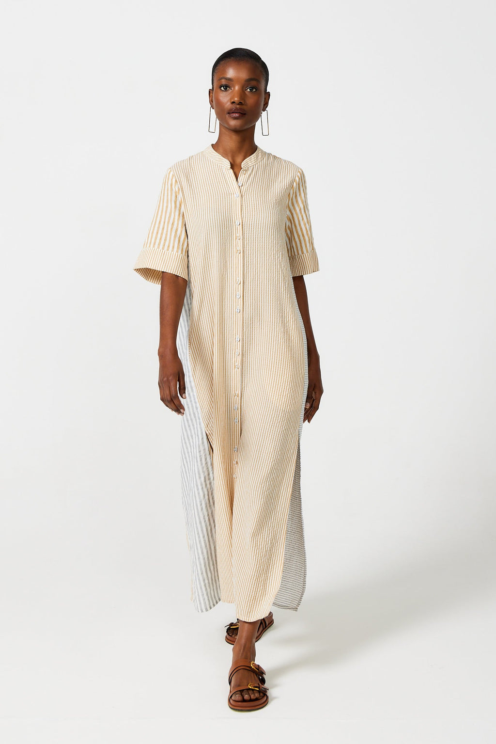 Mido Contrast Stripe Shirt Dress for Women - gallery