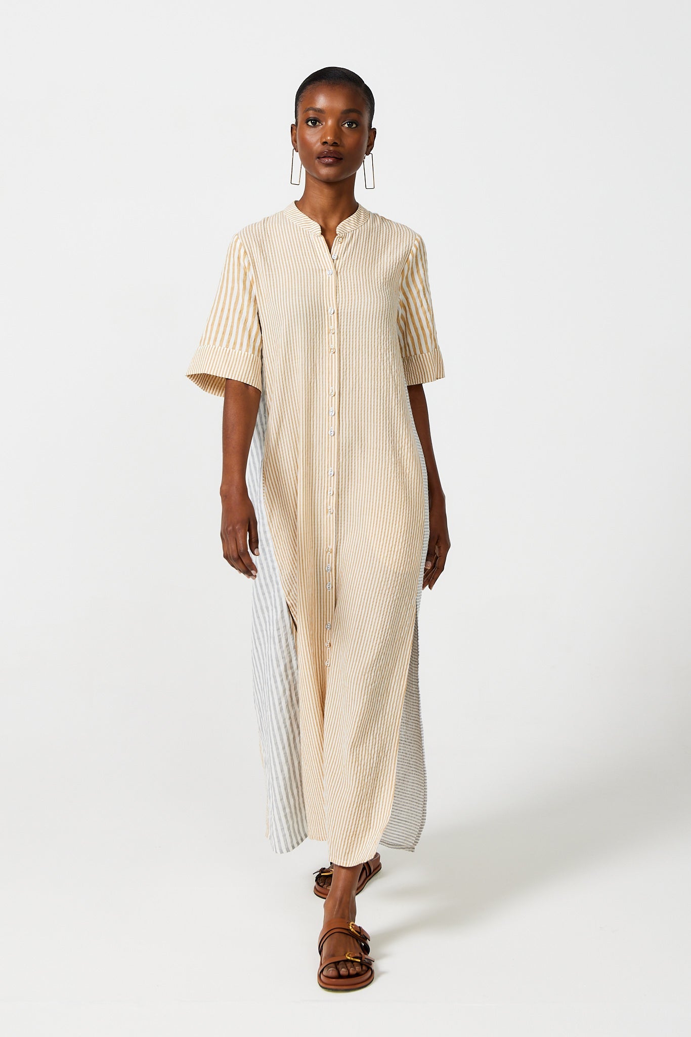 Mido Contrast Stripe Shirt Dress for Women - gallery