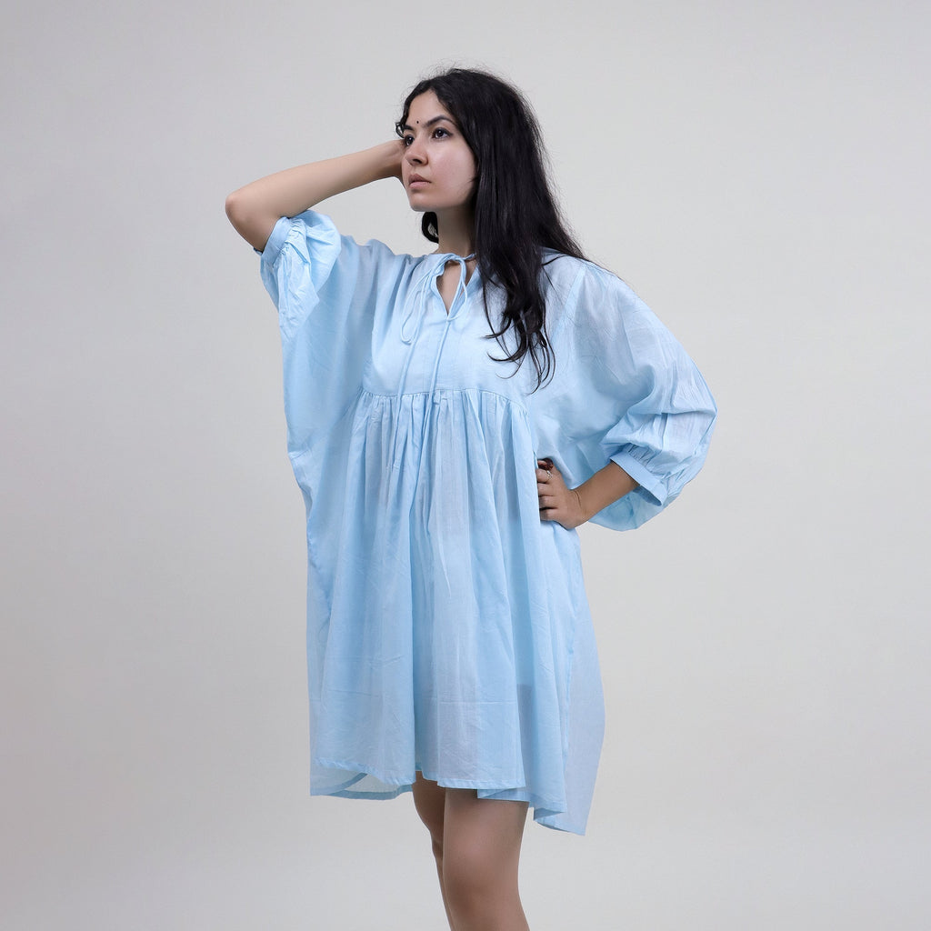 Pure Cotton Hand Block Print Midi Summer Dress for Women