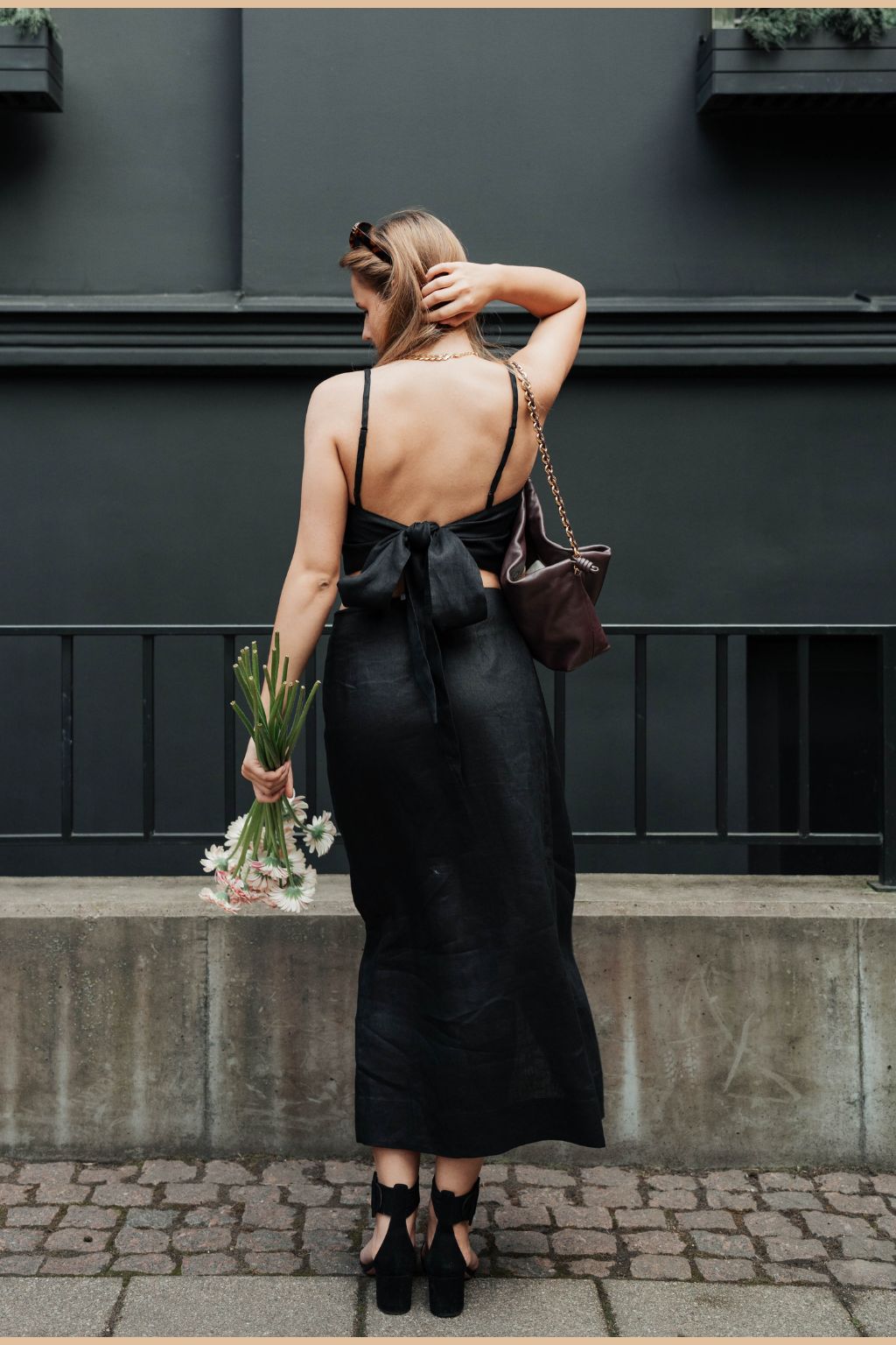 Black Linen Midi Skirt for Women — Sustainable Deadstock Style - gallery
