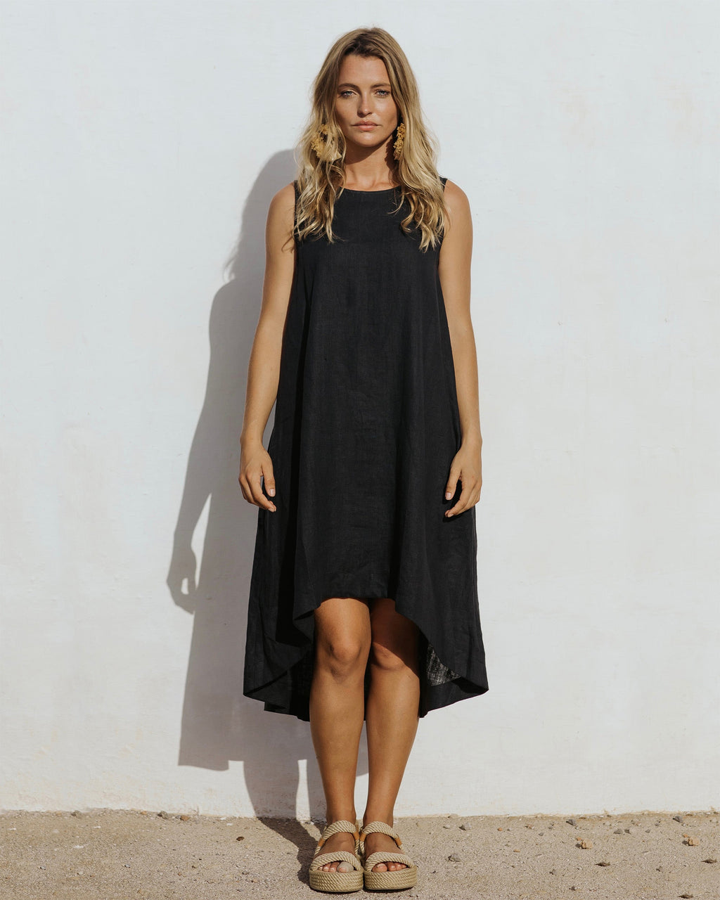 Royal Toscana Linen Dress in Black - gallery