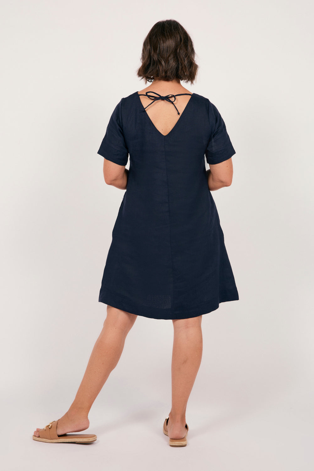 Tilly Linen Two-Way Tunic Dress in Navy — gallery