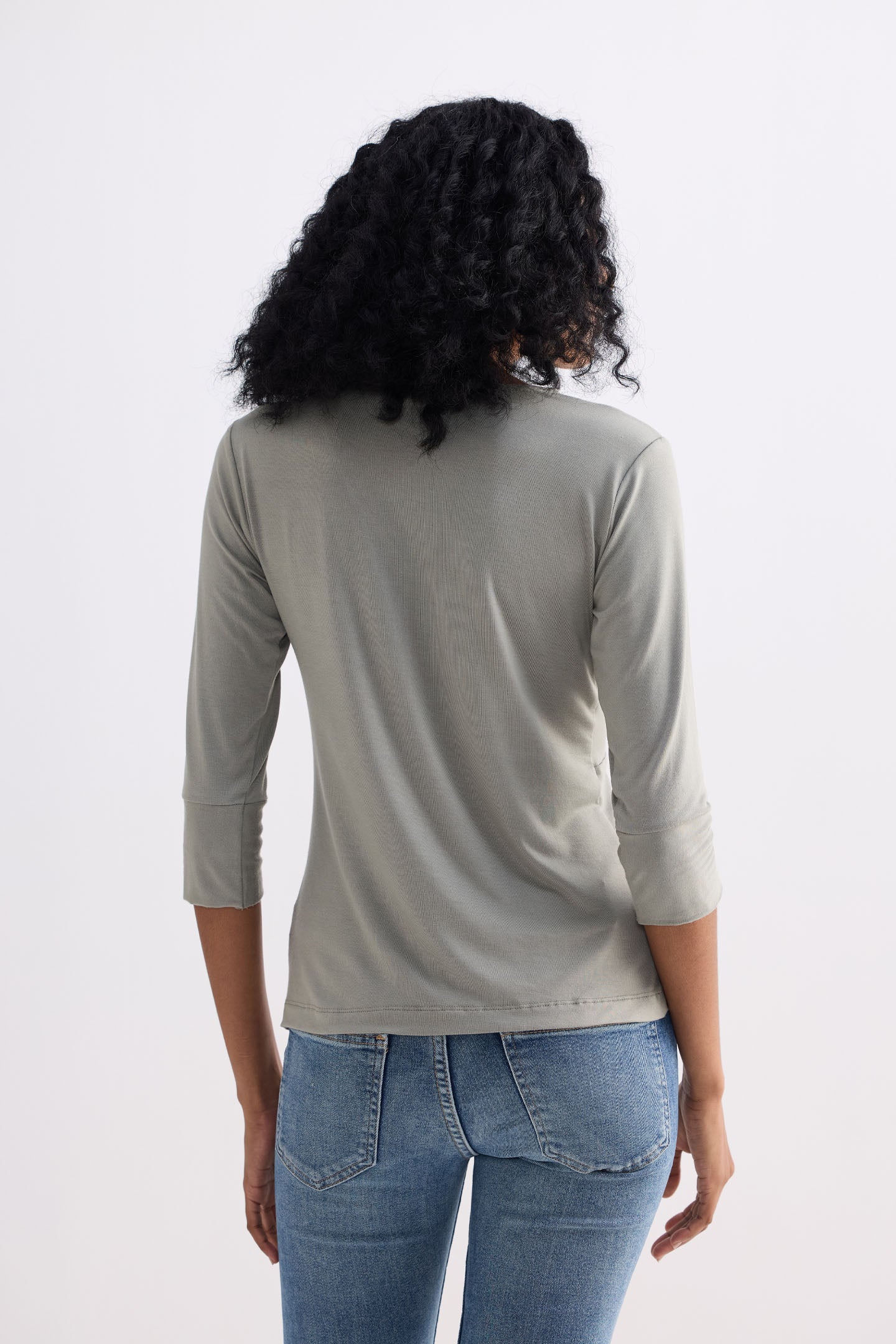 Twist Front Knit Shirt in Light Olive Knit Top for Women - gallery